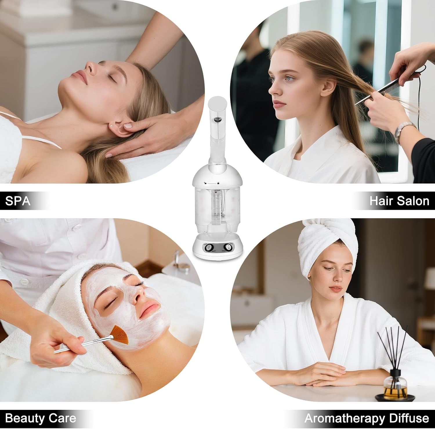 Nano Ionic Facial Steamer with Removable Water Cup, Face Steamer 360° Rotatable Sprayer Warm Mist Face Humidifier for Home and Beauty Salon, Facial Deep Cleaning (White) - Image 7