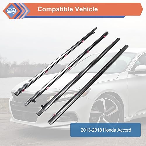 Miniatura 3 de ZONFANT 4 unidades de cinturón de sellado para ventana de puerta exterior de automóvil compatible con Honda Accord 2013-2018, reemplazo