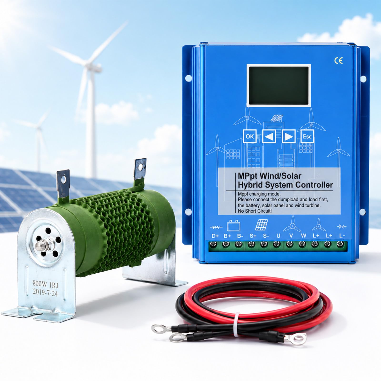 15000W Controllore di Carica Solare con Turbina Eolica, Regolatore Ibrido 12V/24V | Monitoraggio LCD, Controllo di Scarico per Case fuori Rete, Fattorie e Progetti Eolici-Solari
