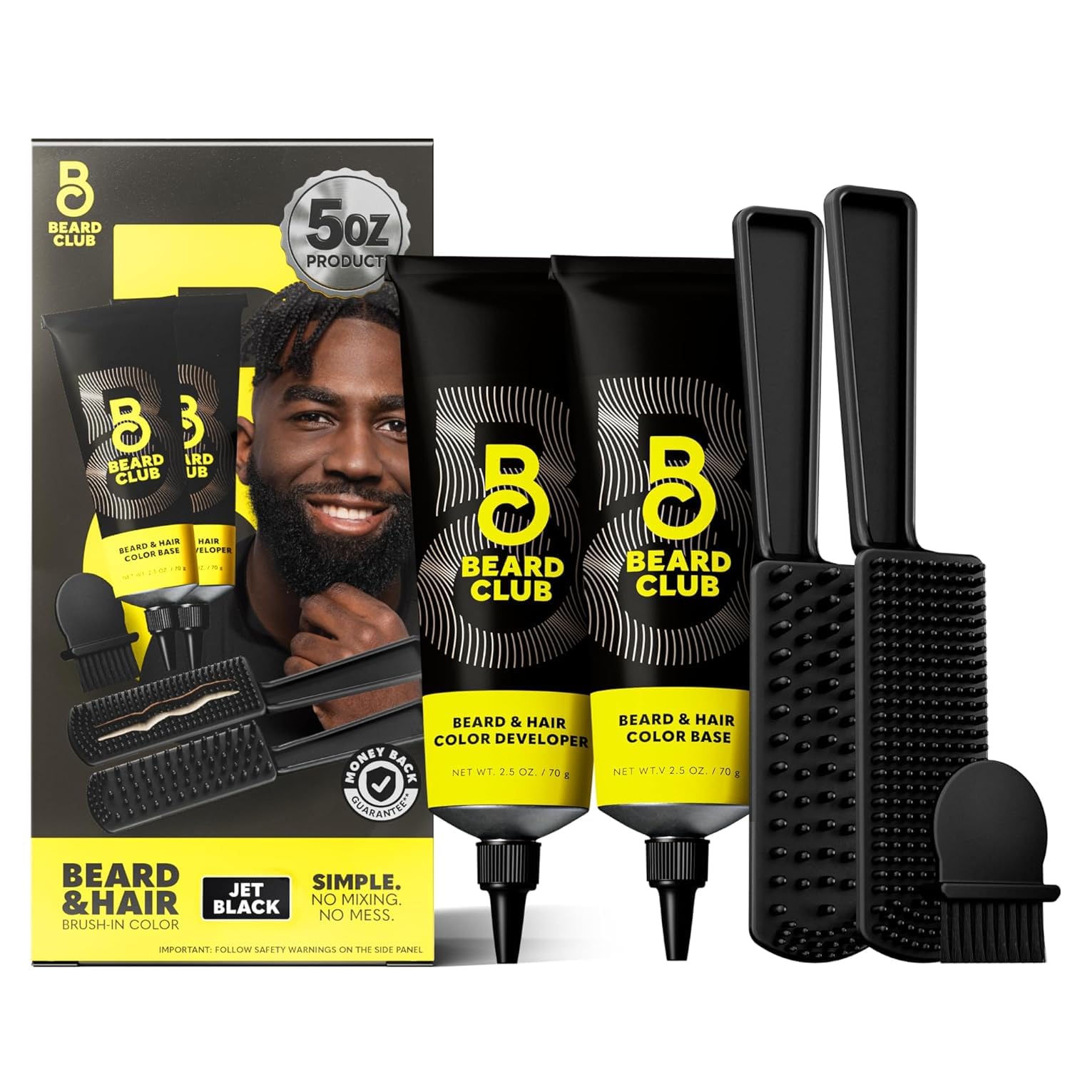 The Beard Club Permanent Hair and Beard Dye for Men – Professional Quality Mustache Dye, Hair Color for Men, Covers Grays, All in One Reusable 5 Minute Color Ki