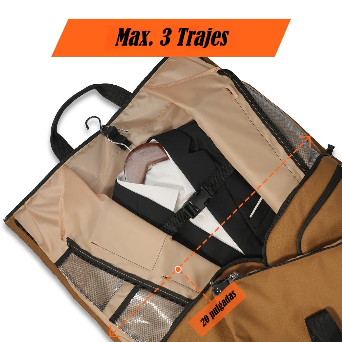 WELKINLAND Bolsas de lona para ropa 48H para viajes, bolsa de ropa de mano con 10 bolsillos, 3 bolsas de viaje para trajes, bolsa de lona 2 en 1 de medio día, bolsa de ropa convertible, bolsa de ropa