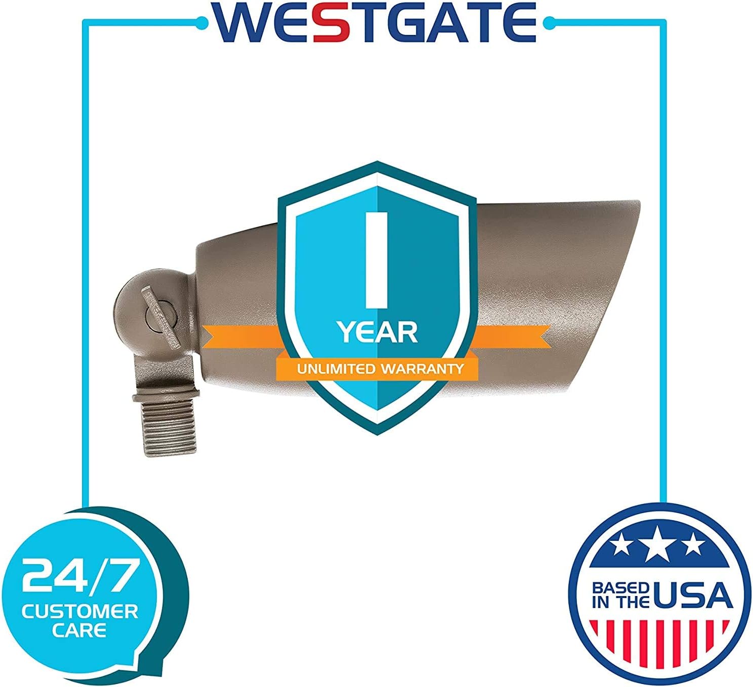 Westgate Waterproof Landscape Light LED Spotlight Adjustable Directional Security Lighting for Patio Deck Yard Garden Pathway Pool Area - MR16 Bulb Included (12, Bronze)
