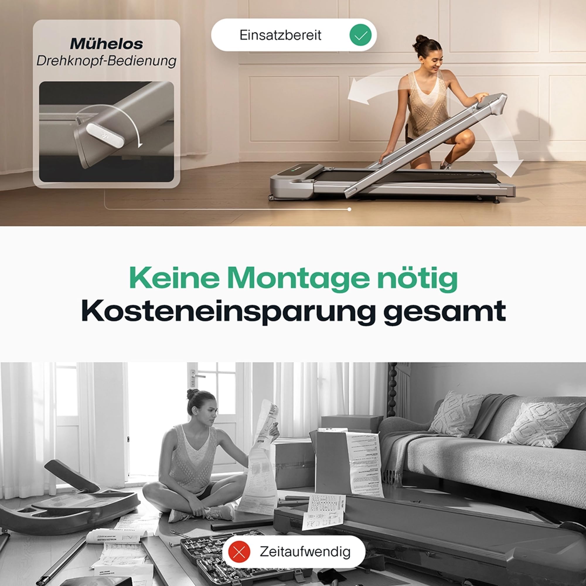UREVO Laufband mit automatischer Steigung und Dual-Brushless-Antrieb