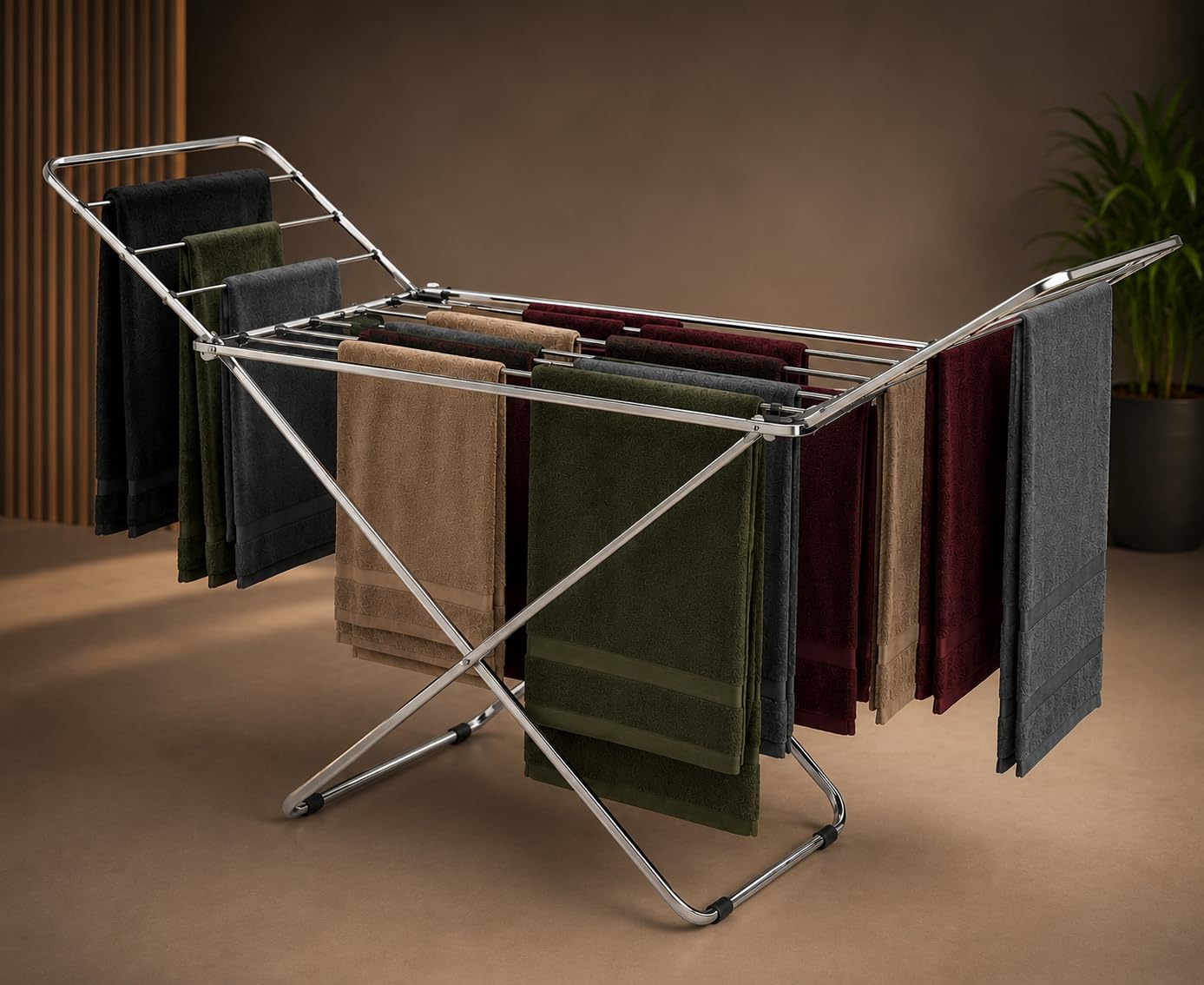 Clothes Airer Outdoor with 22 Bars Stainless Steel Foldable Laundry Rack |Clothes Hanger for Indoor Outdoor | Space-Saving Portable Indoor Airer | Drying Rack Tower Dryer, 54X185X94 Cm-picture-10