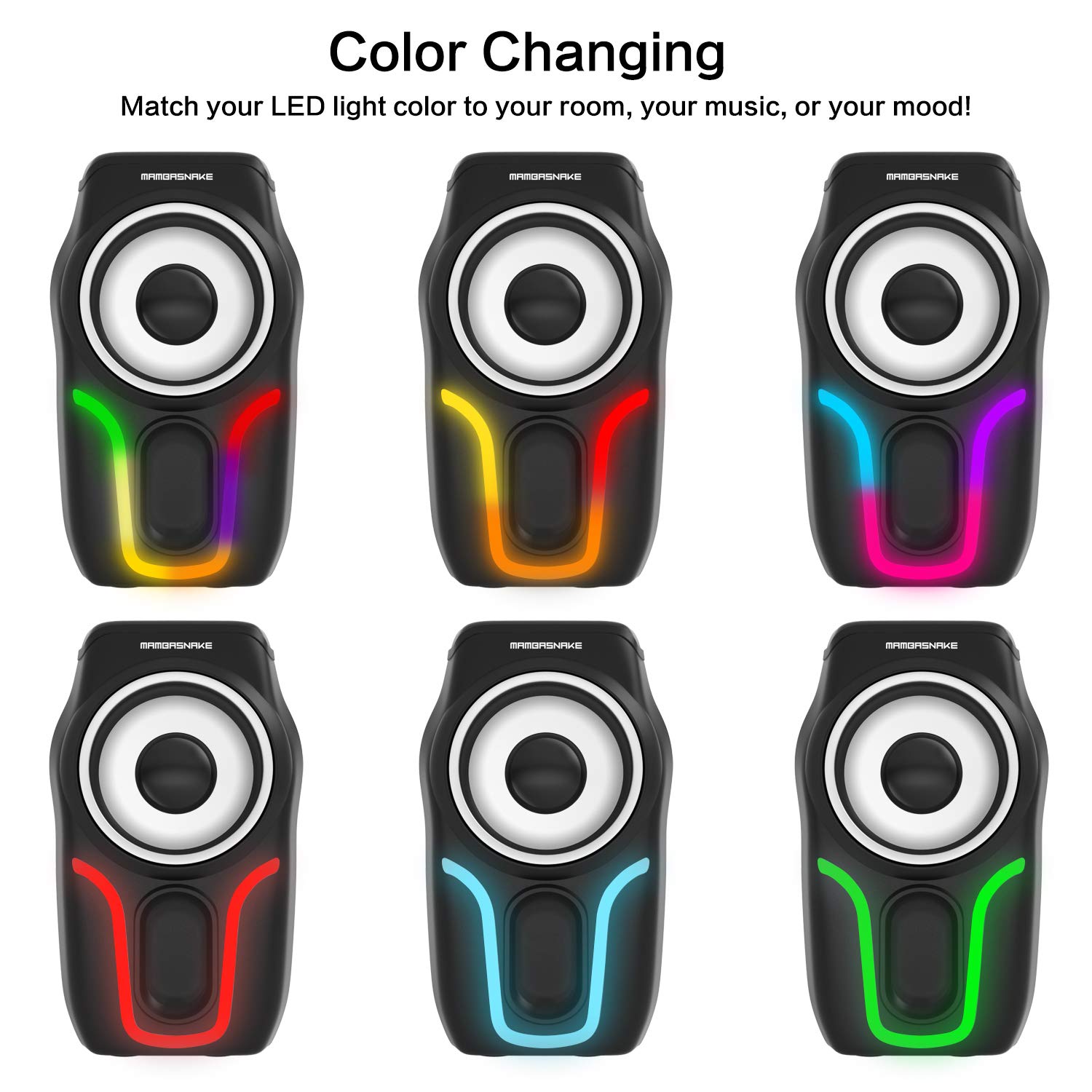 Tastiera da gioco USB retroilluminata con filo arcobaleno+Mouse da gioco LED arcobaleno ottico a 6 pulsanti 2400 DPI+Cuffie da gioco stereo+Altoparlanti RGB+Tappetini per mouse Set 5 in 1 (Nero)