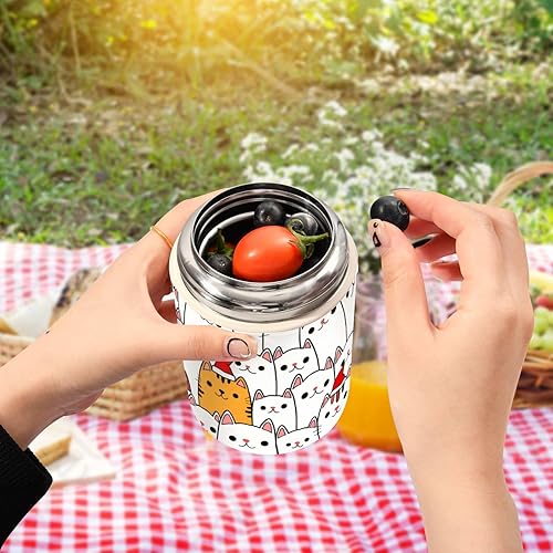 Miniatura 5 de Cute Cats Christmas Food Jar with Spoon Stainless Steel Vacuum Insulated Food Container 17 oz Soup Thermos for Hot Food