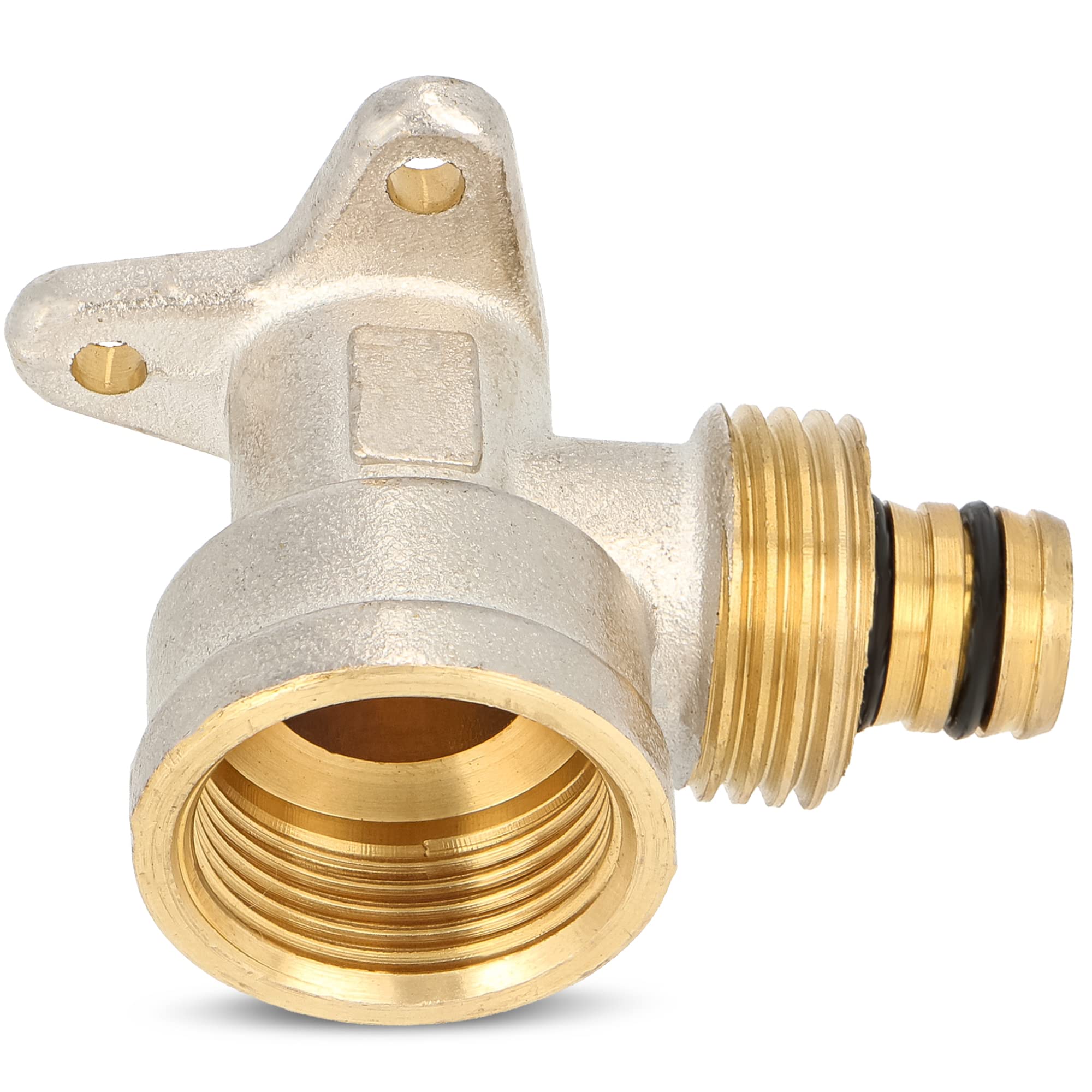 Codo PEX con arandela de pared 20 x 3/4" IG - Calefacción de agua - Pieza en V - Montaje de tornillo - Placa de compresión - Conexión de tubería