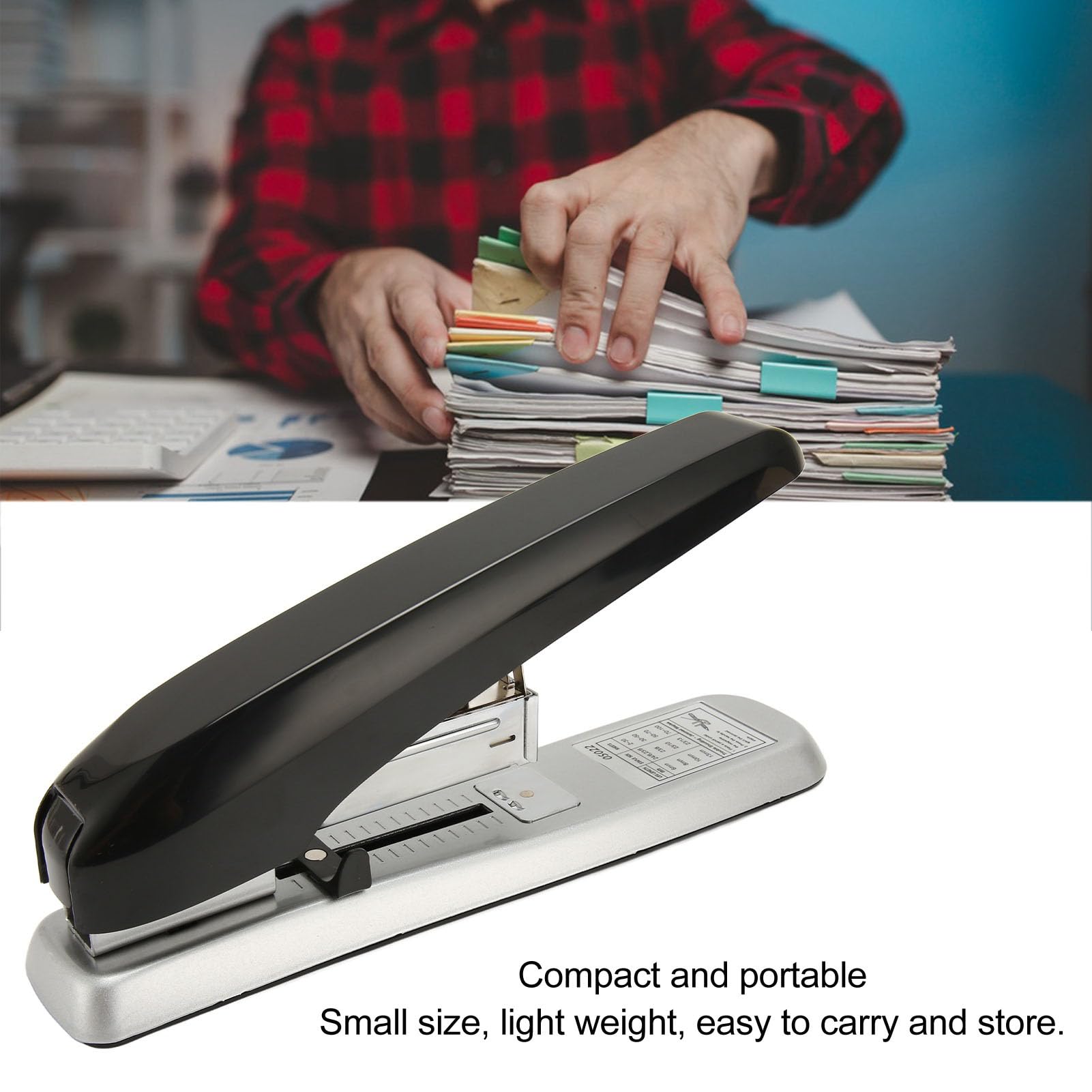 Grapadora de escritorio de oficina Kuuleyn de 100 hojas, suministros de oficina, grapadora de metal de capacidad, escritorio ergonómico sin esfuerzo para la escuela y el hogar