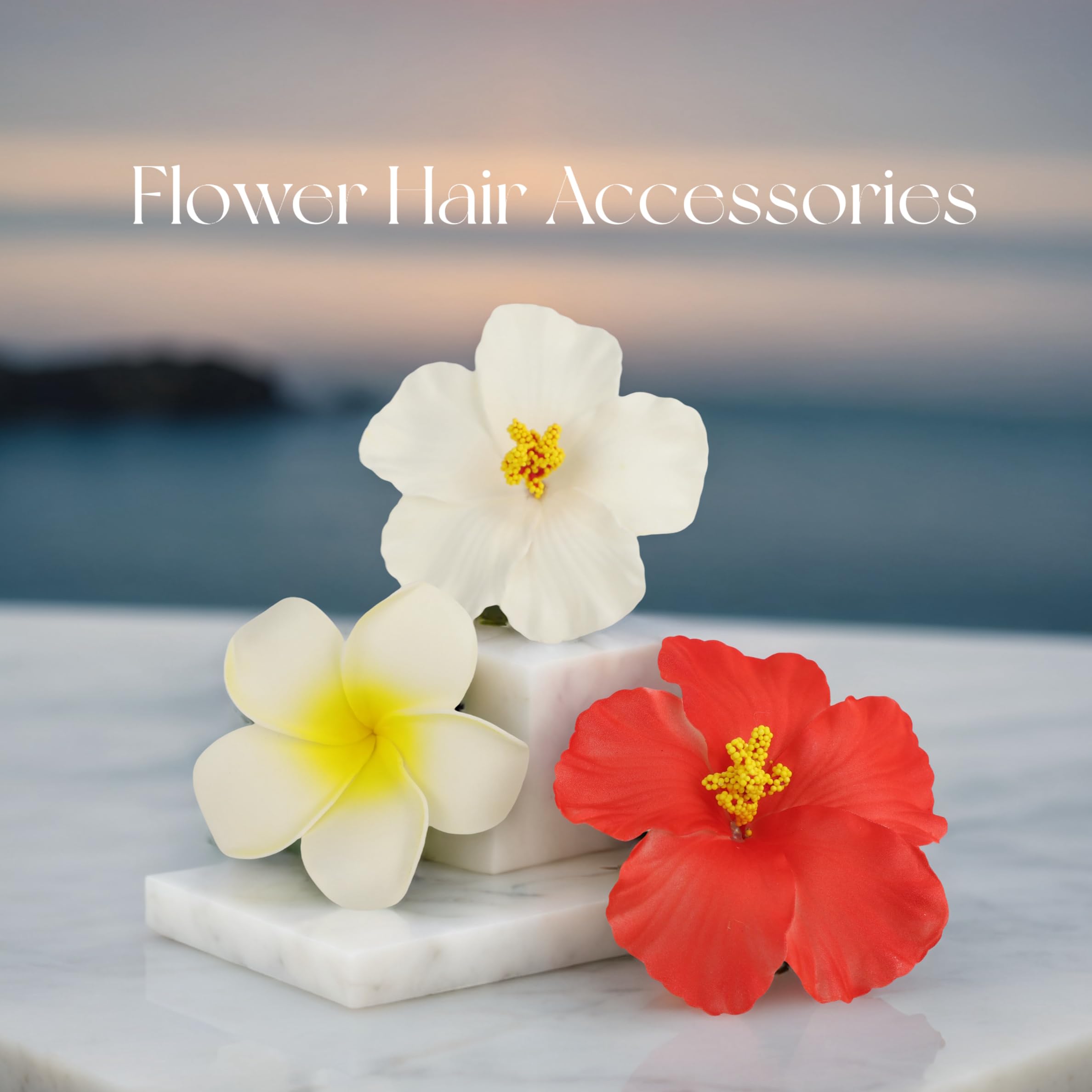 Amazon.co.jp: ハワイアンフォームフラワーヘアクリップ3個セット 白と