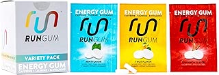 RUN GUM Variety Pack Energy Gum 50mg Caffeine Taurine & B-Vitamins per Piece, 24 Pieces (Pack of 12 Assorted Flavors), 2 Pieces = 1 Coffee or Energy Drink, Sugar Free, Zero Calories - coolthings.us
