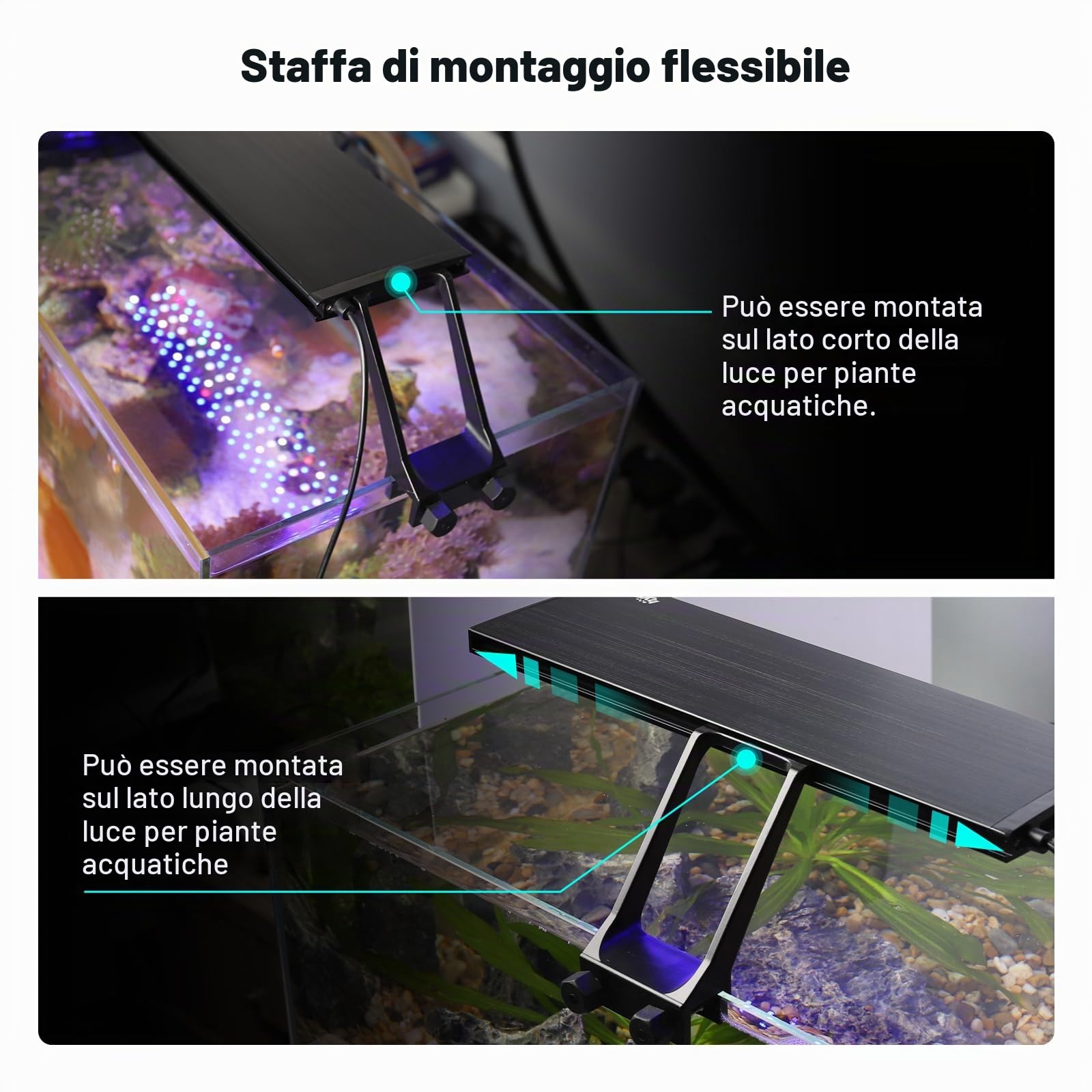 hygger Lampada Acquario Clip on Illuminazione LED con Timer, 12W Luce Regolabile per Piante d'acquario con 7 Colori,Modalità Multiple Tempo e Luminosità Regolabili