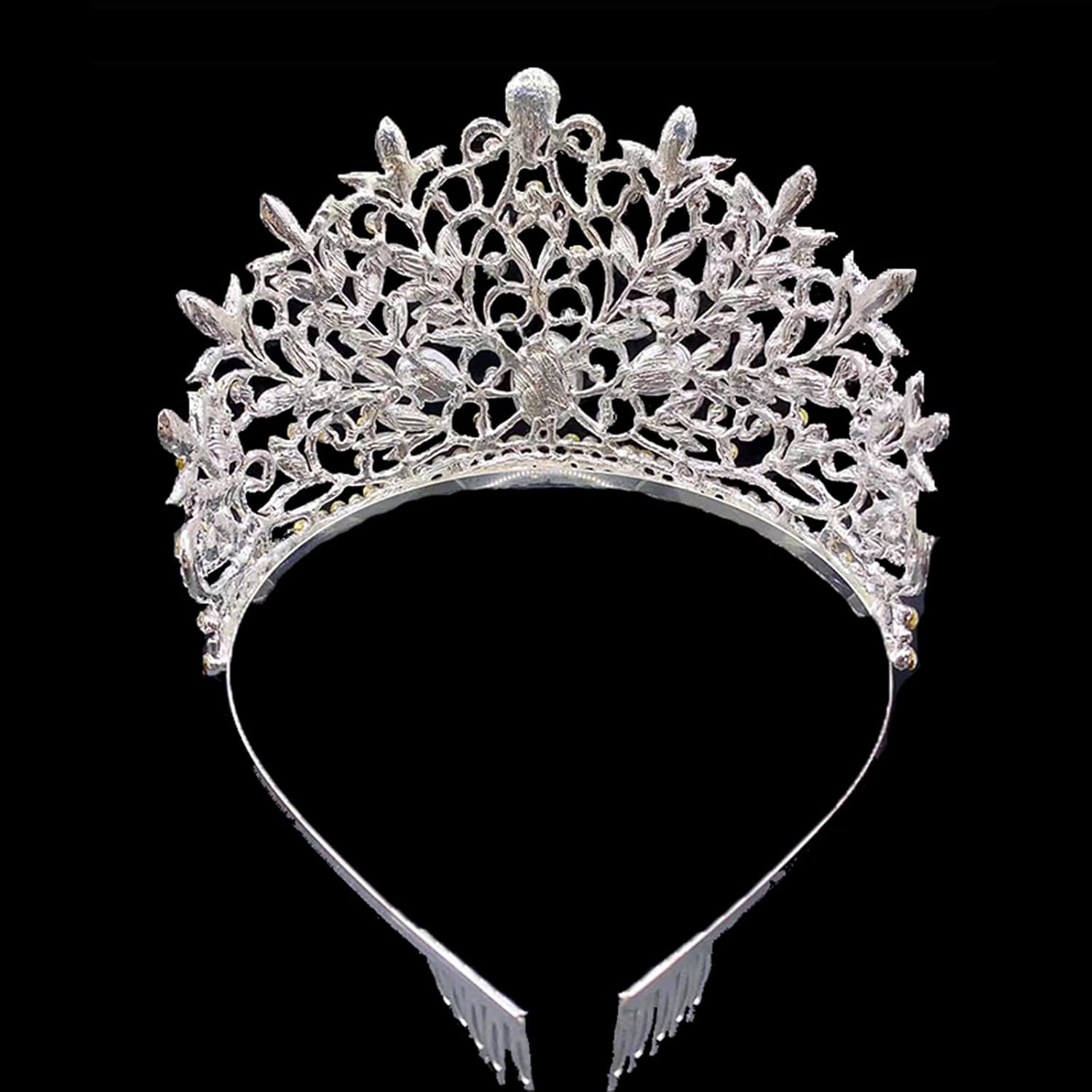 Wedding Tiaras and Crowns with Combs for Women, Crystal Queen Crown Silver Wedding Tiara for Bride, Princess Headpieces Quinceanera Pageant Crown Diadem for Birthday Prom - Image 4