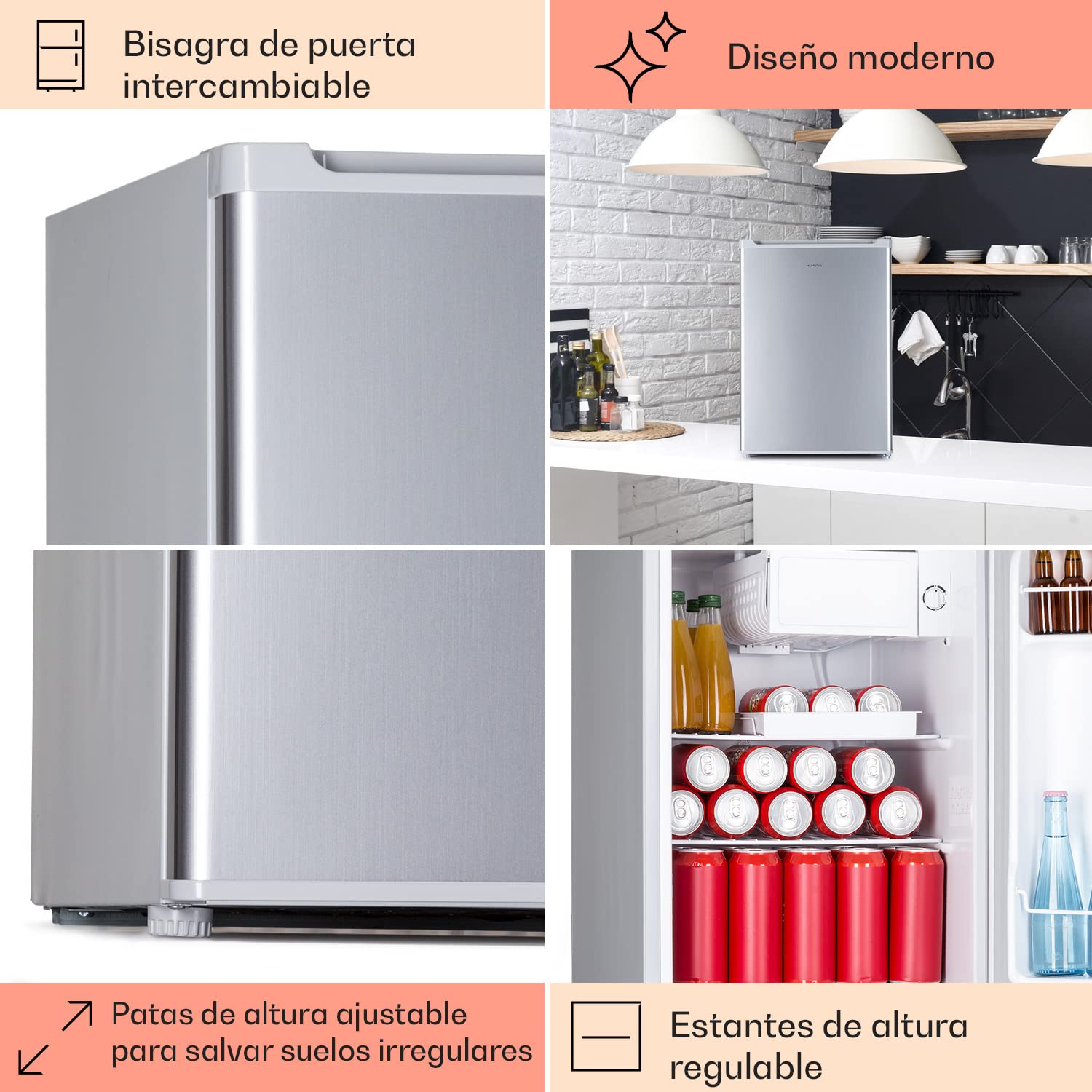 Klarstein Nevera Pequeña 67L para Refrescos y Cerveza con 4L Congelador, Mini Nevera Cristal, Minibar Silencioso, Enfriador de Vino, Interior/Exterior, Frigorificos Estantes Extraíbles