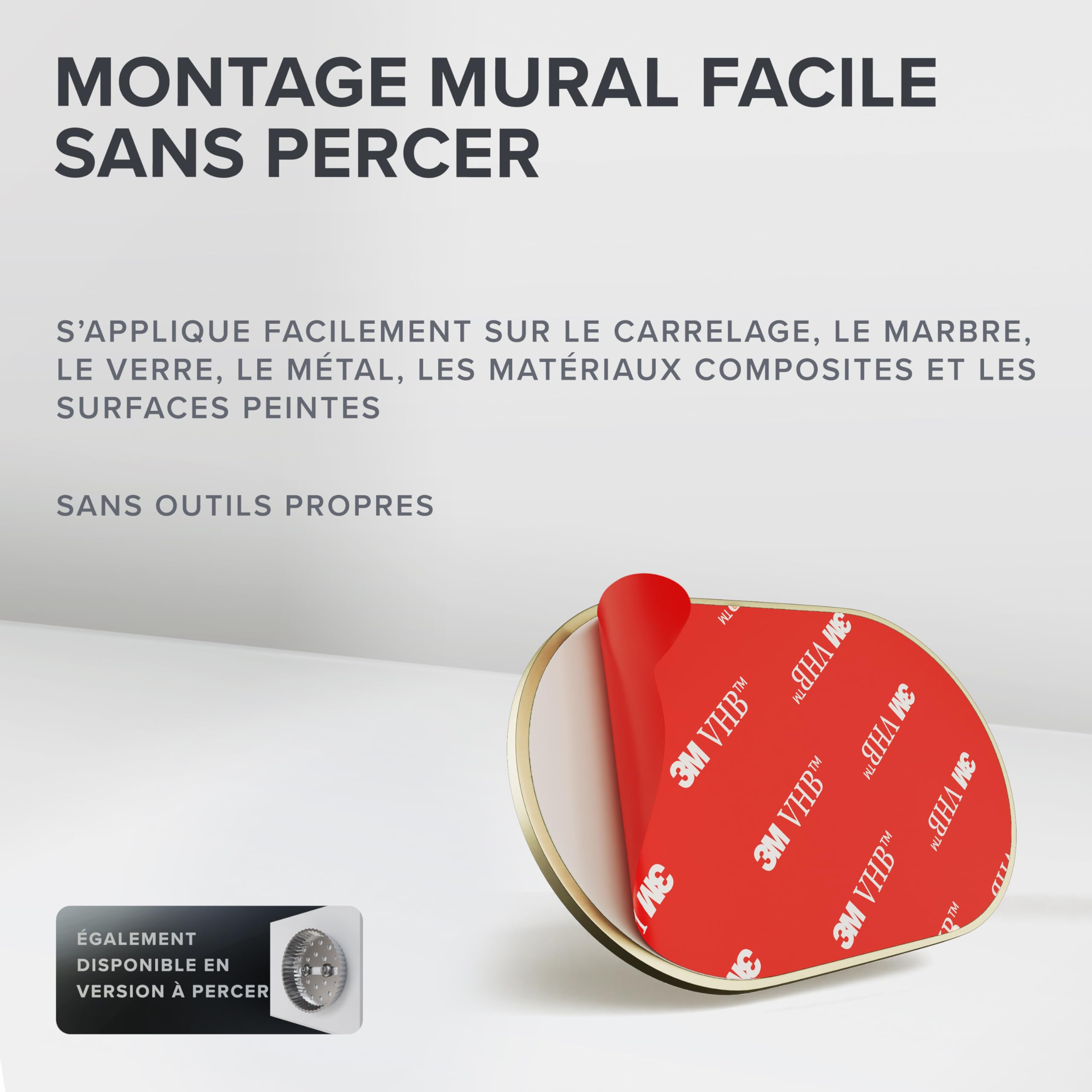 Ovimar Cosmétique Blavand Or | Éclairage | Rechargeable | Montage Mural sans Perçage | Salle de Bain | Miroir Grossissant 5X | Miroir de Maquillage 360°