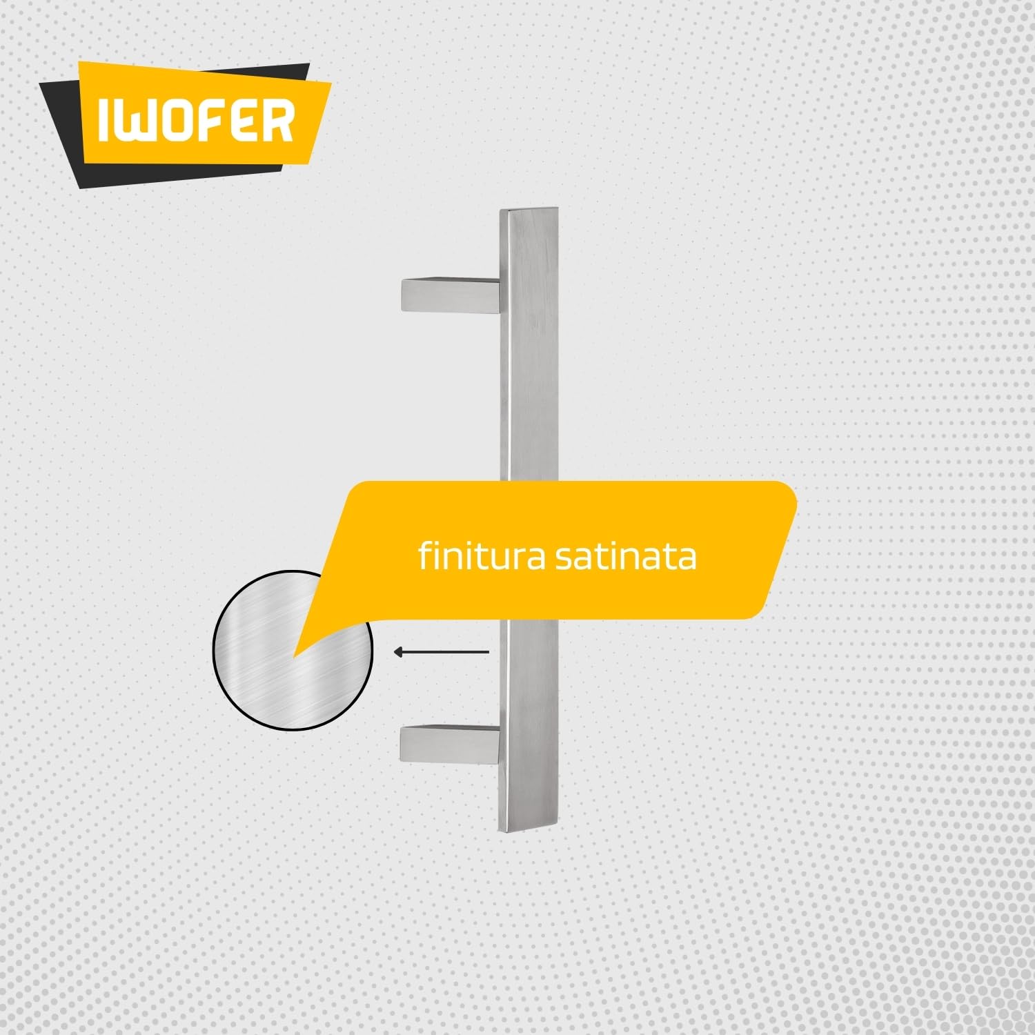 Maniglione piatto inclinato in acciaio inox satinato per porte serramenti (Lunghezza 800 - Interasse 600)