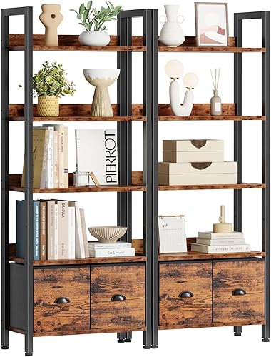 Vista 16 de Furologee Estantería blanca de 6 niveles con cajones, estantería alta de 71 pulgadas con estantes, moderna estantería de madera y metal, organizador