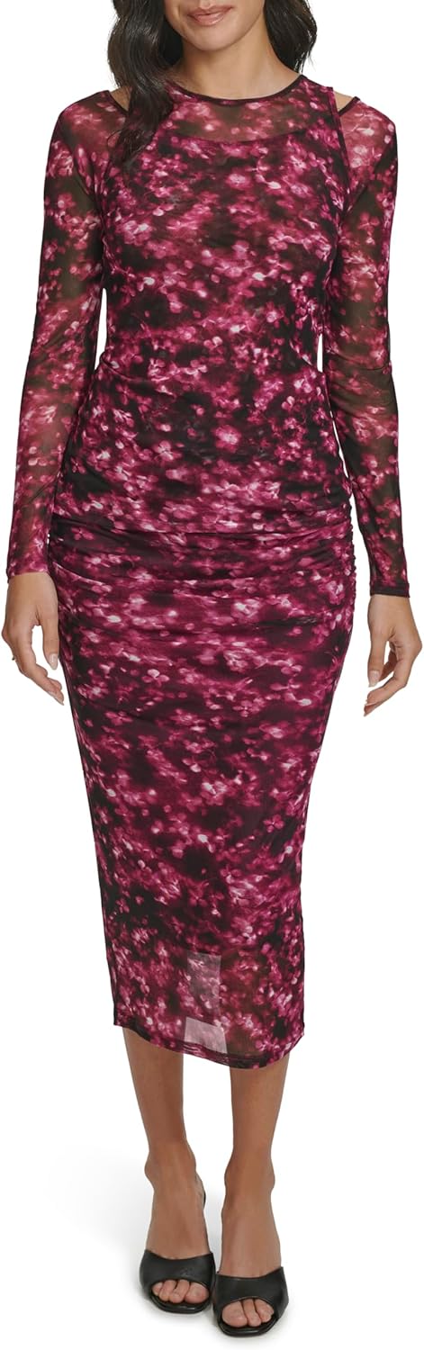 Calvin Klein Womens with Shoulder Detail Knit Longlseeve Blouse