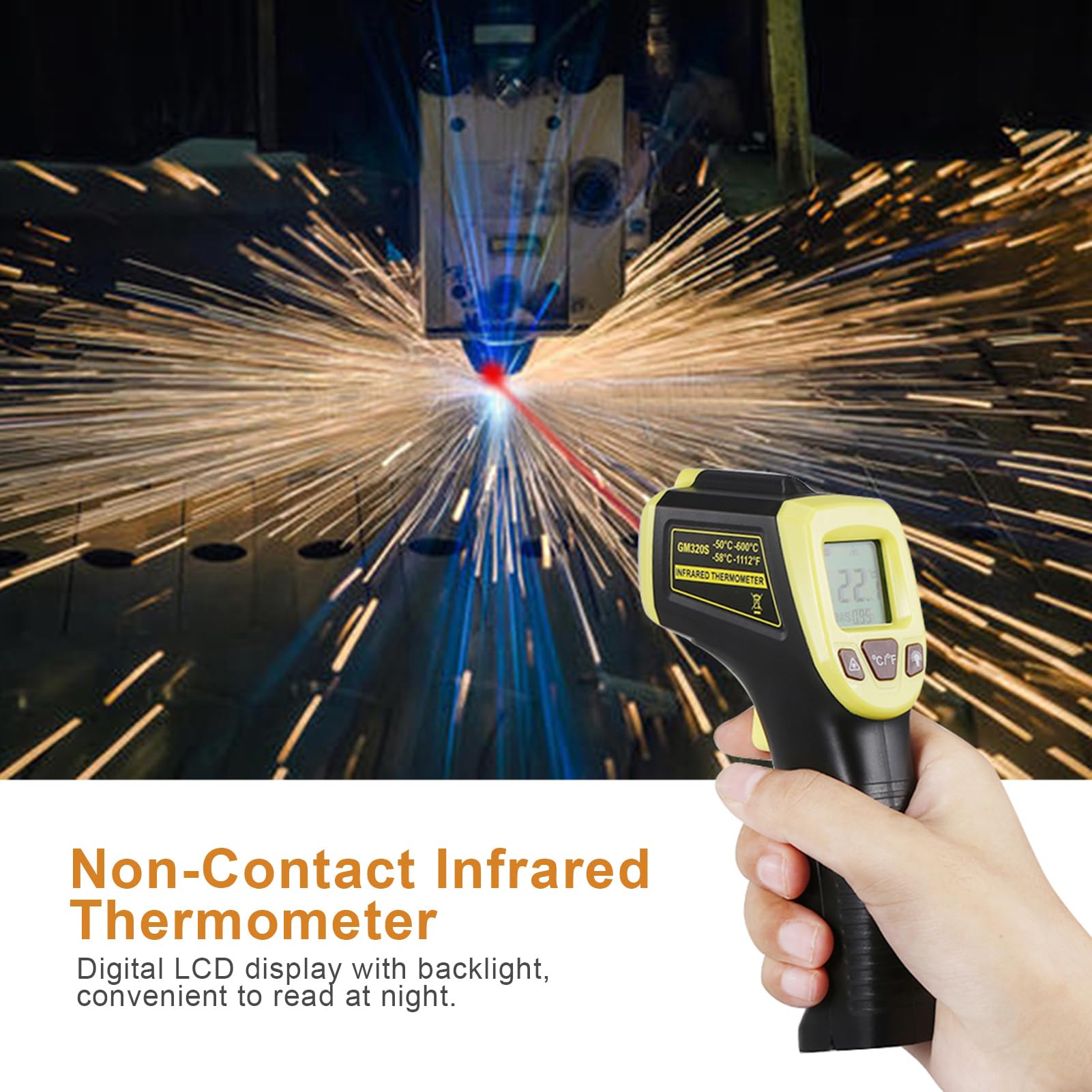 ACAGALA Infrared Thermometer, Non-Contact Digital Laser Temperature Gun -58°F to 1112°F (-50°C to 600°C) with LCD Display