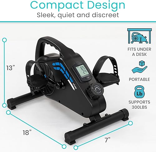 Miniatura 6 de Vive Bicicleta para debajo del escritorio, ejercitador de pedal magnético, bicicleta de ciclismo para interiores, estacionaria, pierna de brazo