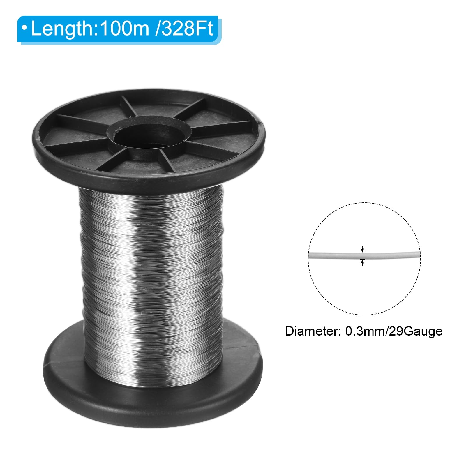 Fil Sculpture PATIKIL Fil En Acier Inoxydable 304, 100 Mètres, 0,1 Mm, 38 Fil Argent 38 Gauge Fil Sculpture PATIKIL Fil En Acier Inoxydable 304, 100 Mètres, 0,1 Mm, 38 Fil Argent 38 Gauge