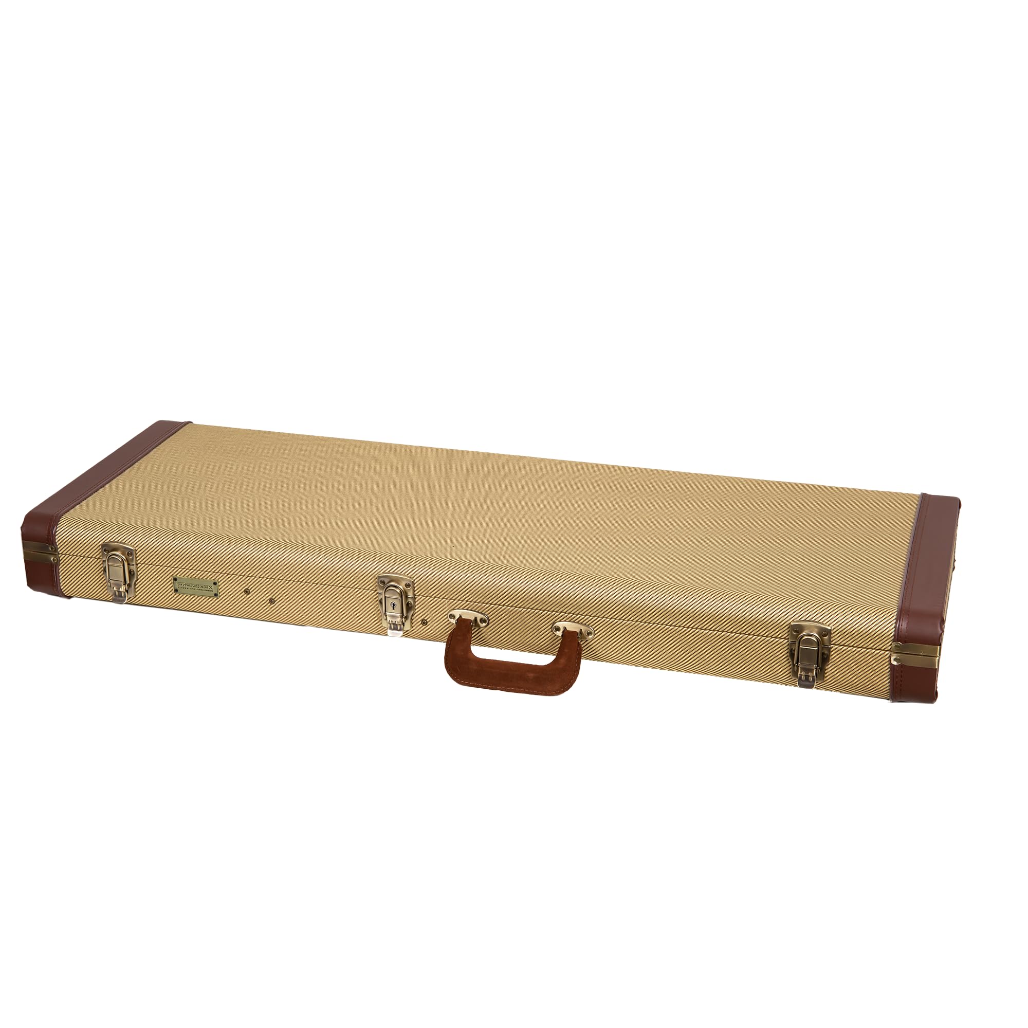 Crossrock Etui na gitarę elektryczną Master Series do Fender Stratocaster i Telecaster, tkanina tweedowa na zewnątrz, przeprojektowana drewniana powłoka, skórzany uchwyt (CRW720EFT)