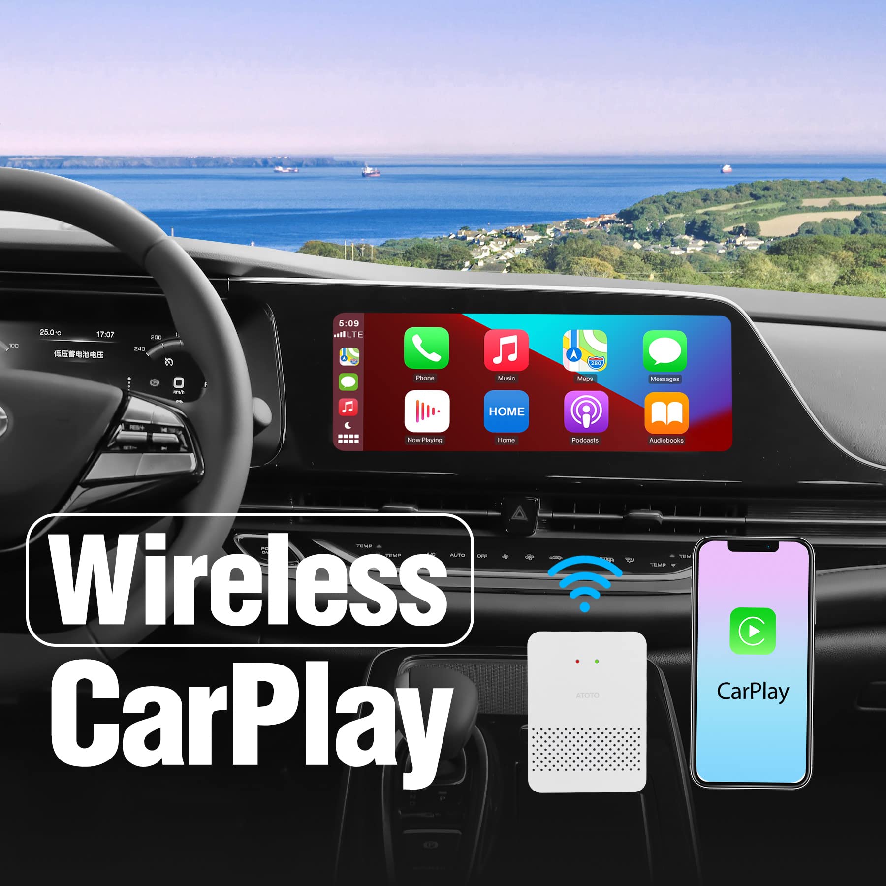 カーナビ ATOTO CarWave Wireless Car Smart Box CB6 ATOTO CB6 CarWave, Wireless CarPlay Adapter