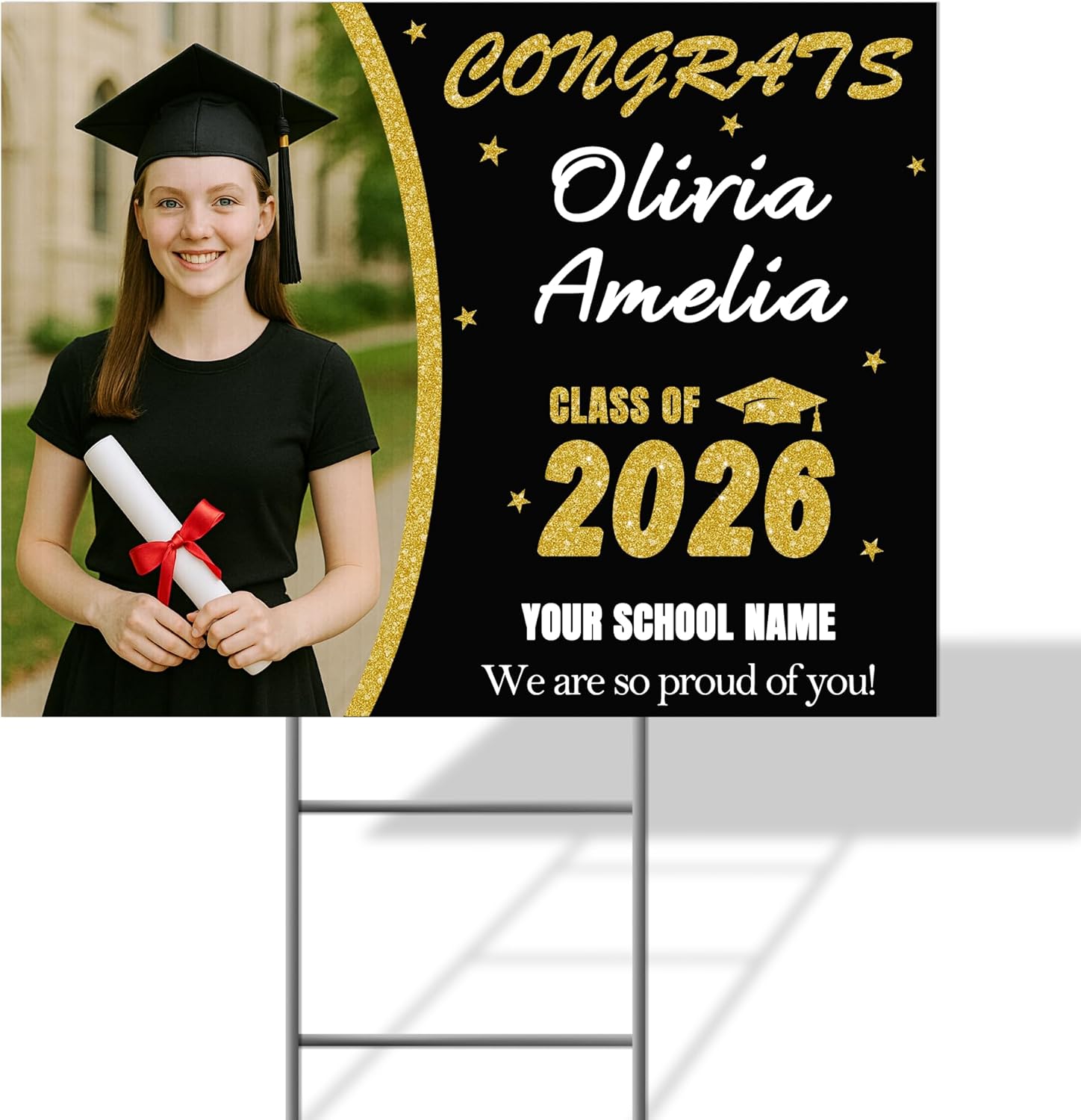Graduation Yard Sign Class Of 2026 - Multiple Sizes and Colors - Custom Lawn Sign for Outdoor Graduation Decorations, Design 2
