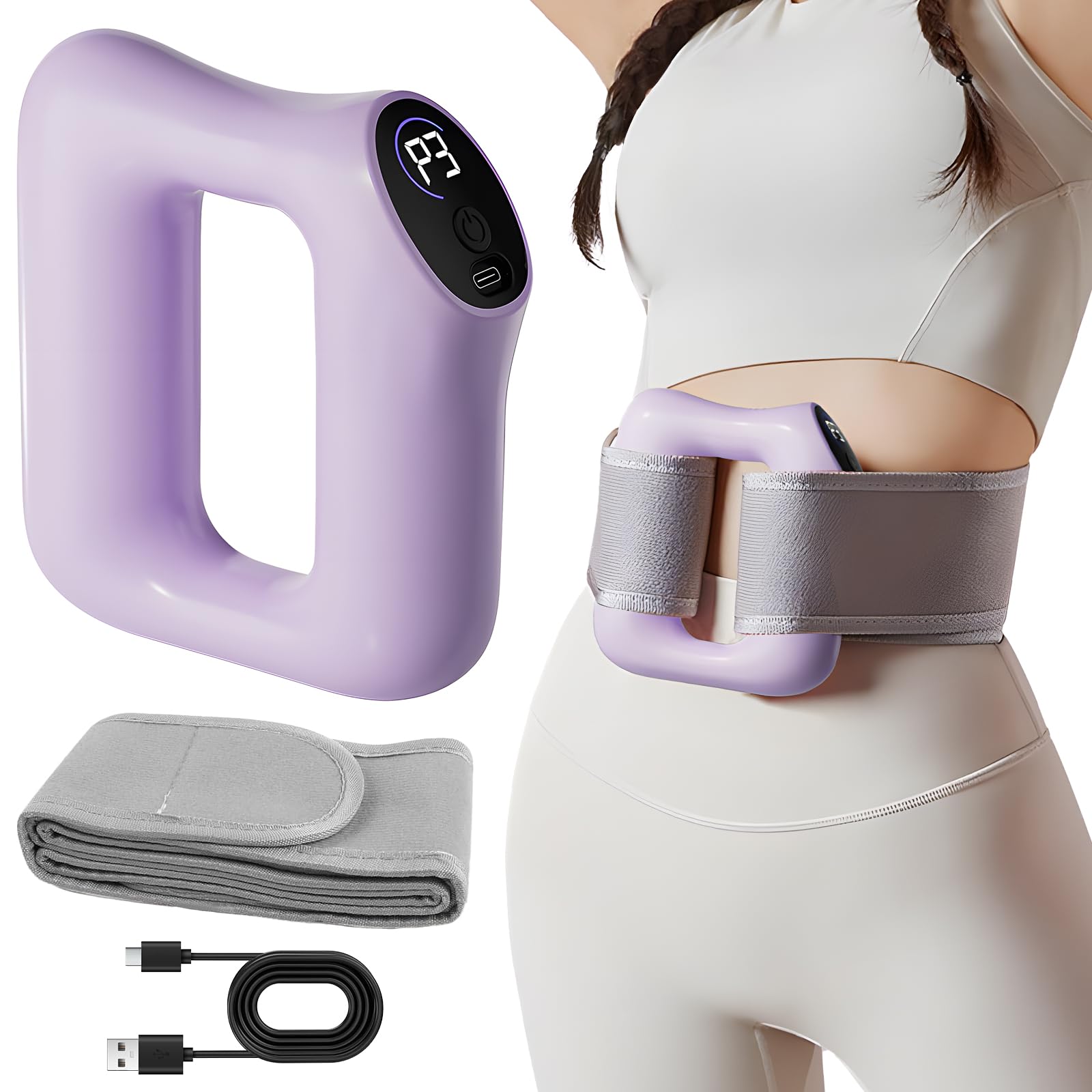 Anillo de fascia multifuncional de cuerpo entero, masajeador eléctrico de fascia con 5 intensidades y 3 frecuencias, vibración de alta frecuencia contra la celulitis para abdomen, piernas, espalda con