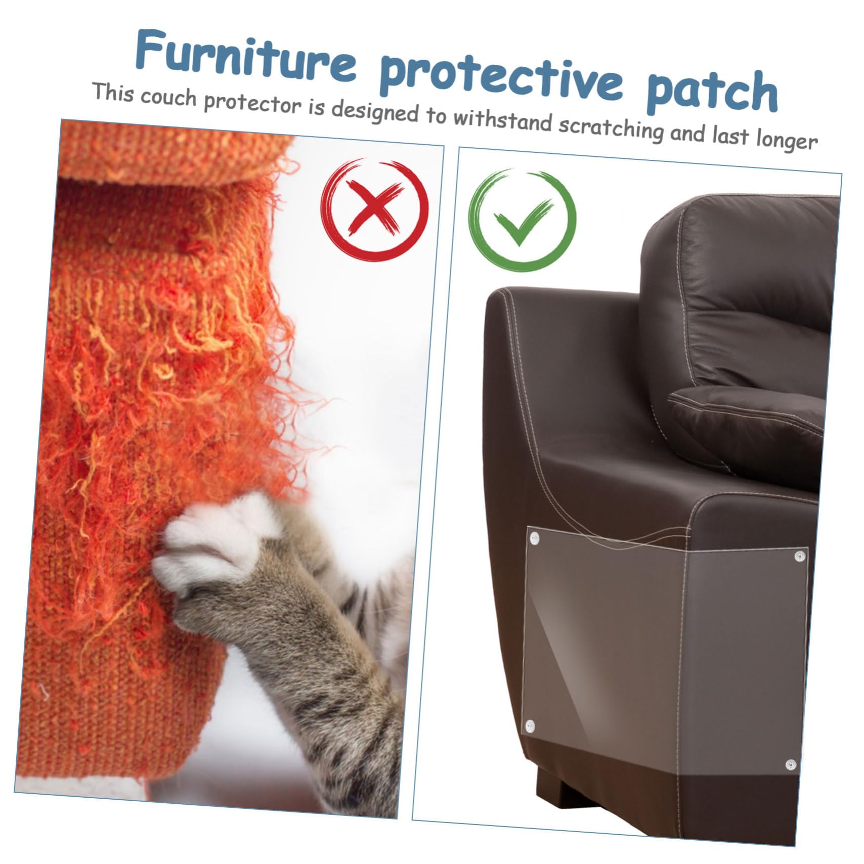 Happyyami 15 Stück Transparenter PVC Kratzschutz für Sofas mit 80 Nägeln 30x45cm Schützt Möbel vor Kratzern und Bewahrt das Originalbild