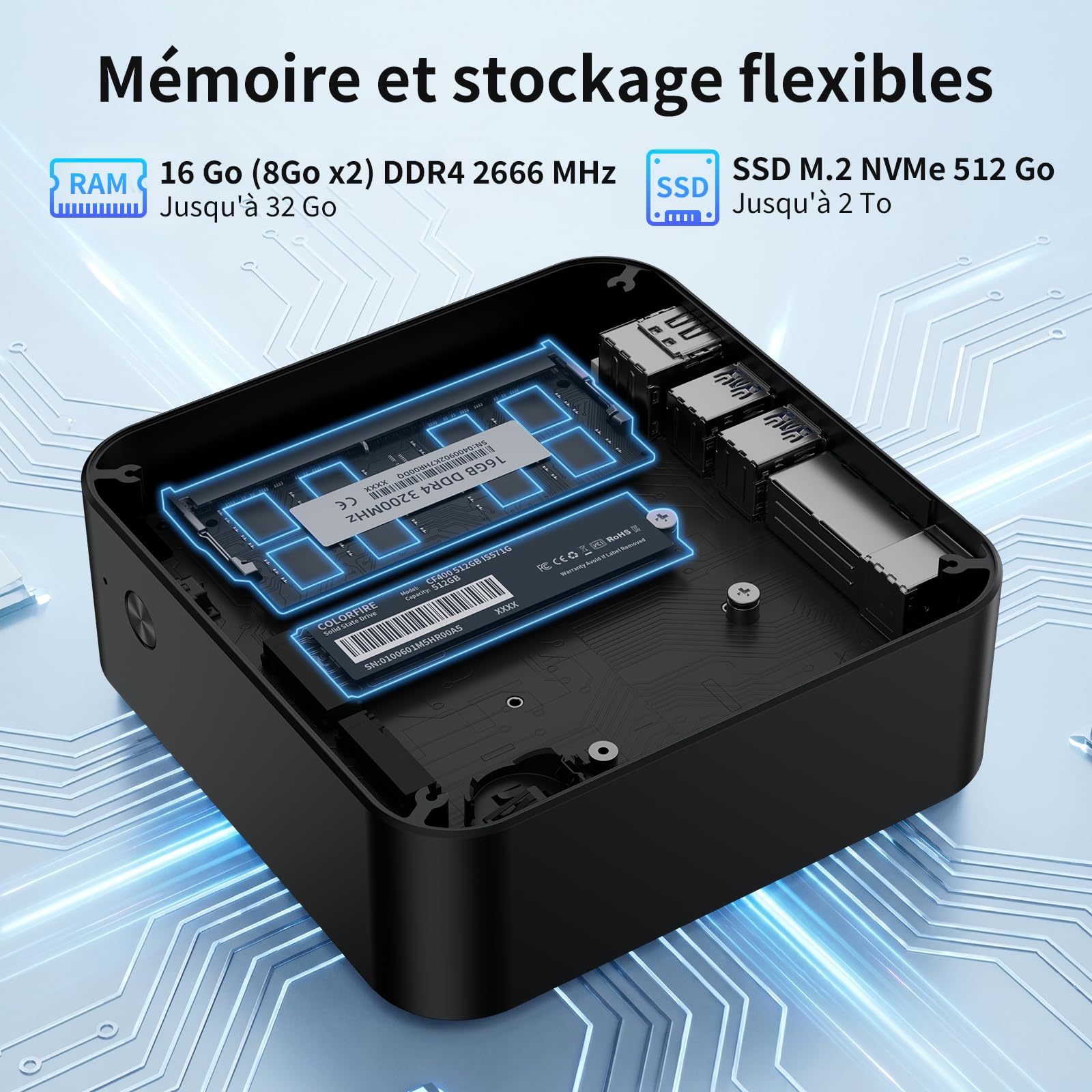 DreamQuest Mini PC Ryzen 5 7430U 16GB RAM 512GB SSD Windows 11 Pro | Desktop Compatto con Radeon Vega 7 WiFi 6 Bluetooth 5.3 USB 3.2 per ufficio e casa