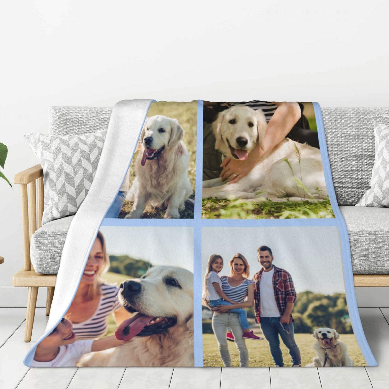 Pet Memorial Blankets Personalised, Dog or Cat Photo Blanket Throws