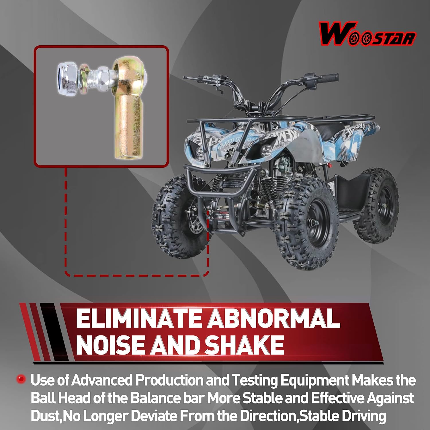 WOOSTAR 165mm Tie Rod End Replacement for 50cc 70cc 90cc 110cc 125cc 150cc 200cc 250cc ATV Quad 4 Wheeler