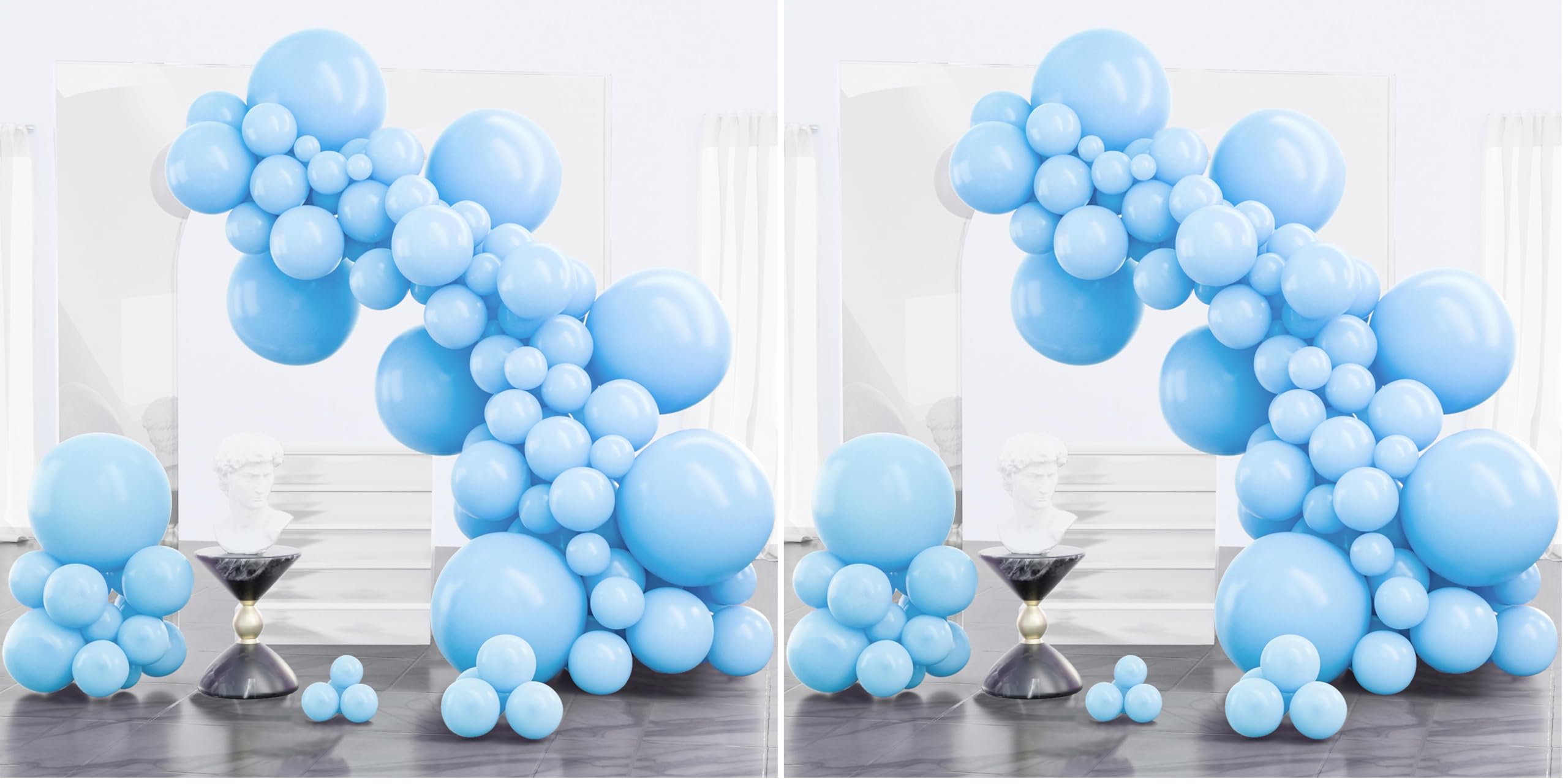 PartyWoo Light Blue Balloons 100pcs Assorted Sizes 5-18 Inch Pastel Sky Aqua Blue Balloon Arch Kit Garland for Birthday Baby Shower Party Decorations - main product image