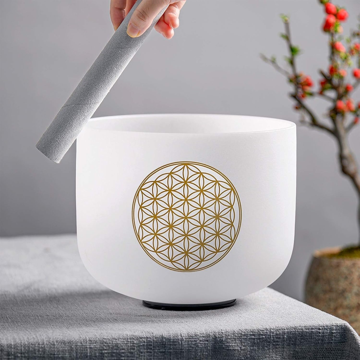 Daily Equipment Singing Bowls Crystal Chakra Meditation Sound Bowl Quartz Bowl Set with Mallet and Rubber O-ring for Chakra Healing Prayer Yoga and Healing Through Vibration Buddhism Singing Bowl 7