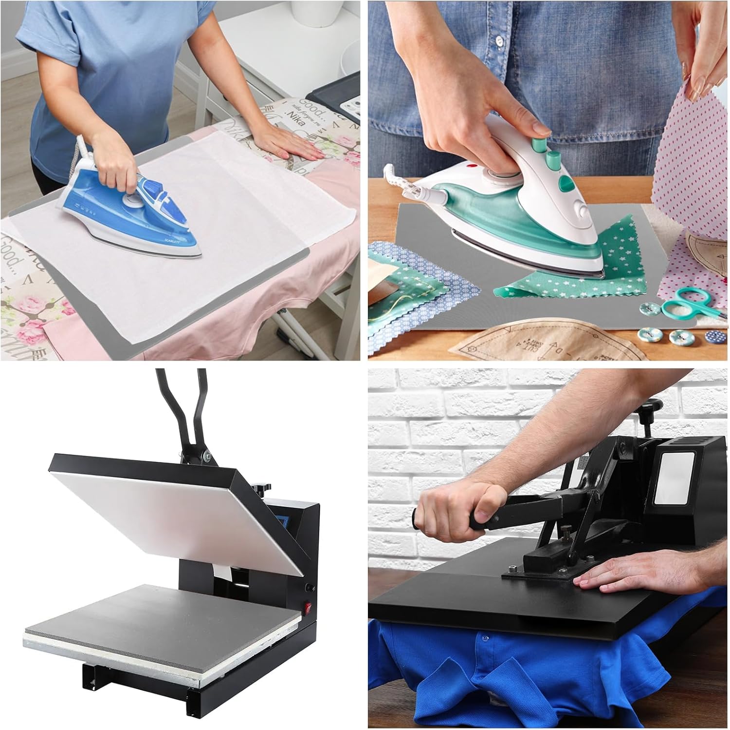 2 Pack 12 x 15 Inch Heat Press Silicone Mat Pad, 5/16”Thickest Silicone Heat Mat for Heat Press Machine Flat Heat Transfer Press Replacement Pad (Grey) (2pcs 12x15 inch)