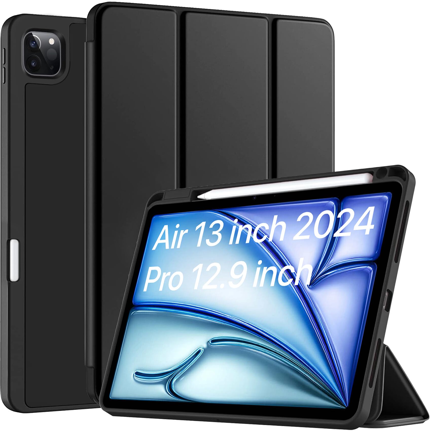 Robustrion Cover for iPad Air 13 inch M2 Cover Case/for iPad Pro 12.9 inch with Pencil Holder, Case Cover for iPad Air 13 inch 2024 [Auto Sleep Wake Support] - Black (B0D42F1LMN) Amazon Price History, Amazon Price Tracker