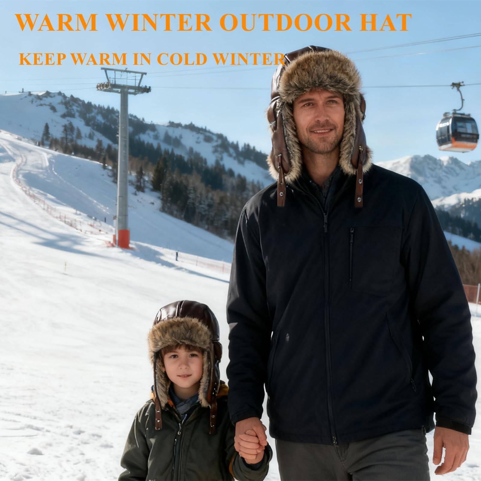 HEYANN Gorro de aviador ruso para hombre y mujer, piel de oveja artificial, gorro de invierno Ushanka cálido con orejeras unisex