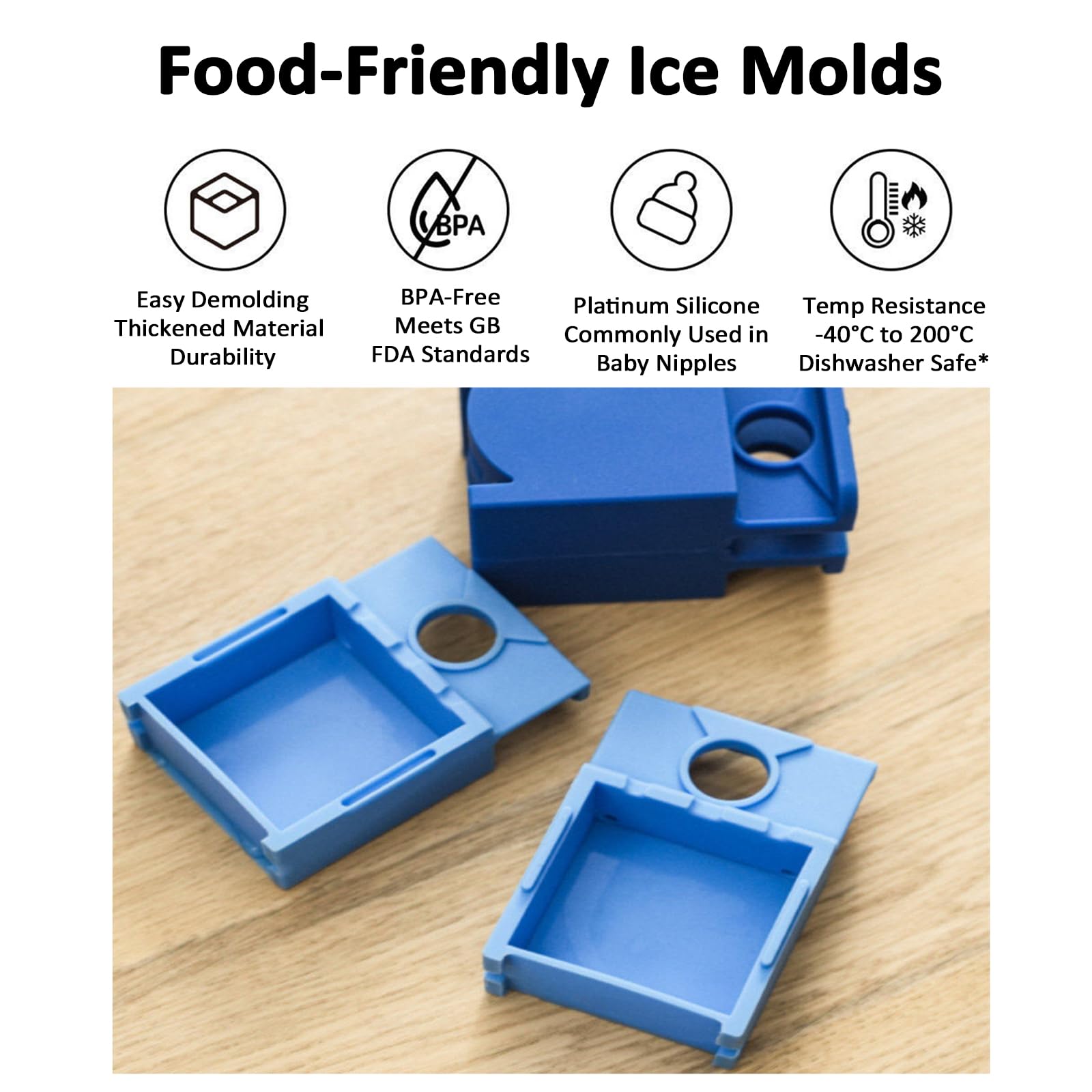 Transparente Eiswürfelbereiter, Eiskugelform, macht 4 große 60 mm Kugeln oder Würfel, langsam schmelzen für Cocktails, Whiskey, Getränke