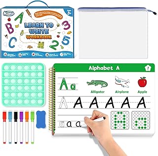 Aizweb Handwriting Writing Practice for Kids,Learn to Write,Pre k Toddler Preschool Kindergarten Workbook Learning Activities,Number Shape Letter Tracing,ABC Alphabet Autism Pop Board Montessori Toys