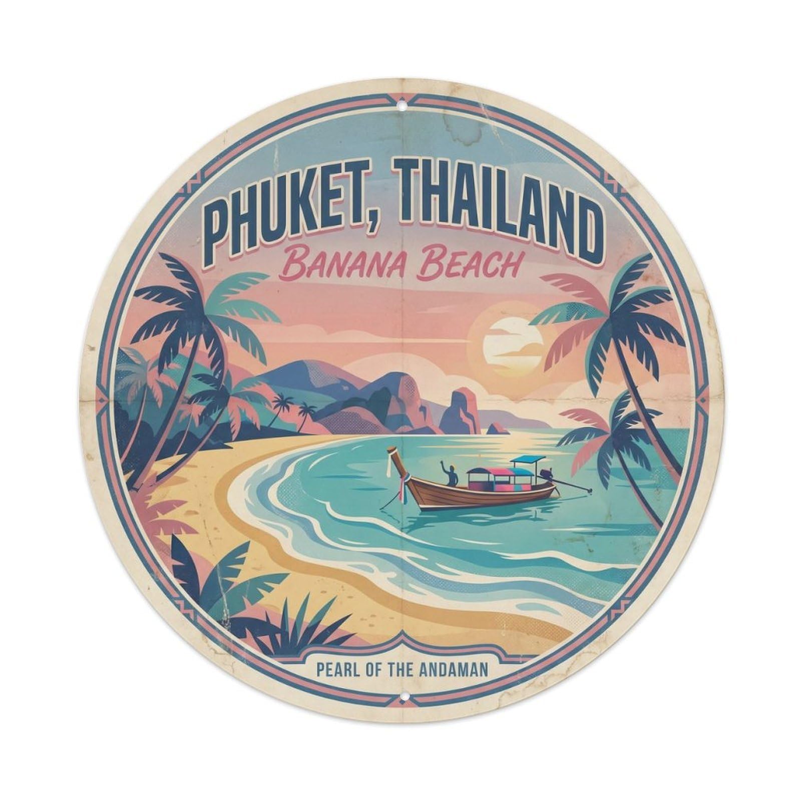 Phuket Banana Beach Island Viewpoint Tropical Shore Metal Tin Sign