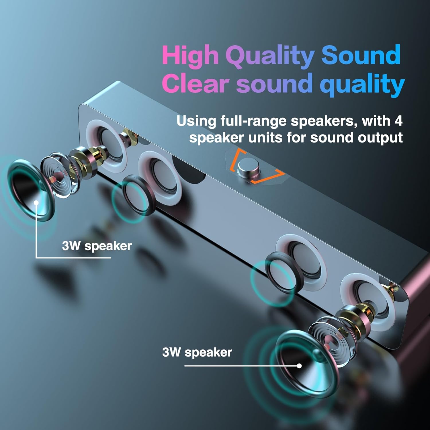 Computer Speakers for Desktop PC, 2.0-Channel Speakers with Static LED Lighting and Volume Control, Featuring a 3.5mm Input and USB Powered Plug and Play, Compatible with Monitors, laptops