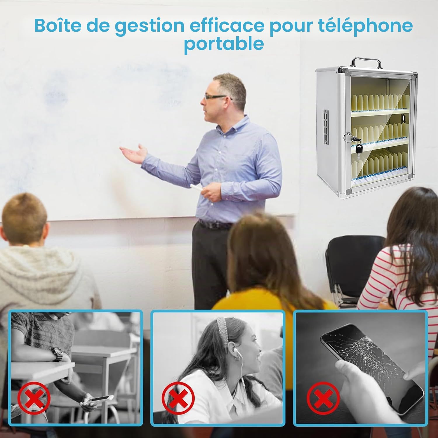Armoire de Rangement pour Téléphone Portable,avec Numérotation et Serrure,pour Les Salles de Classe d'examens dans Les écoles de Bureau(36 Slots)