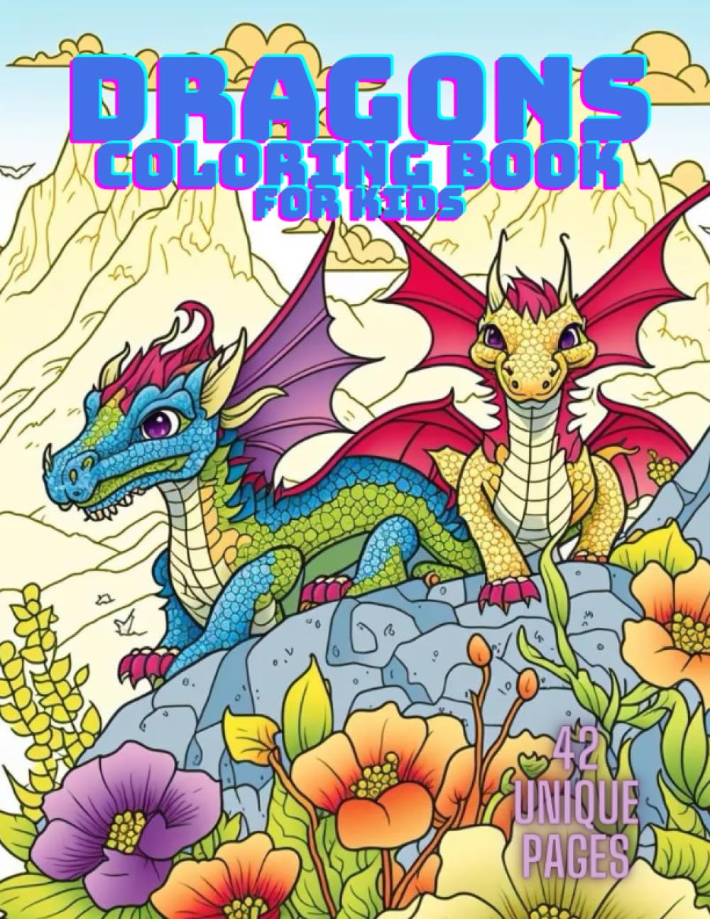 Dragons Coloring Pages for Kids, With 42 Fun Images.: You can color pages with crayons, colored pencils, markers, pens or paints.