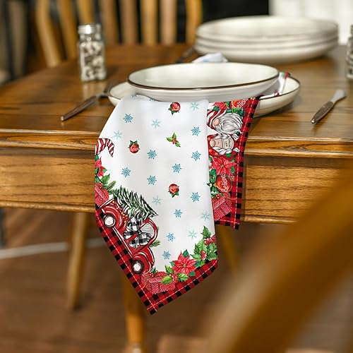 Miniatura 5 de Horaldaily Servilletas de tela de Navidad de 18 x 18 pulgadas, diseño de muñeco de nieve, camión, decoración de fiestas, cenas, juego de 4