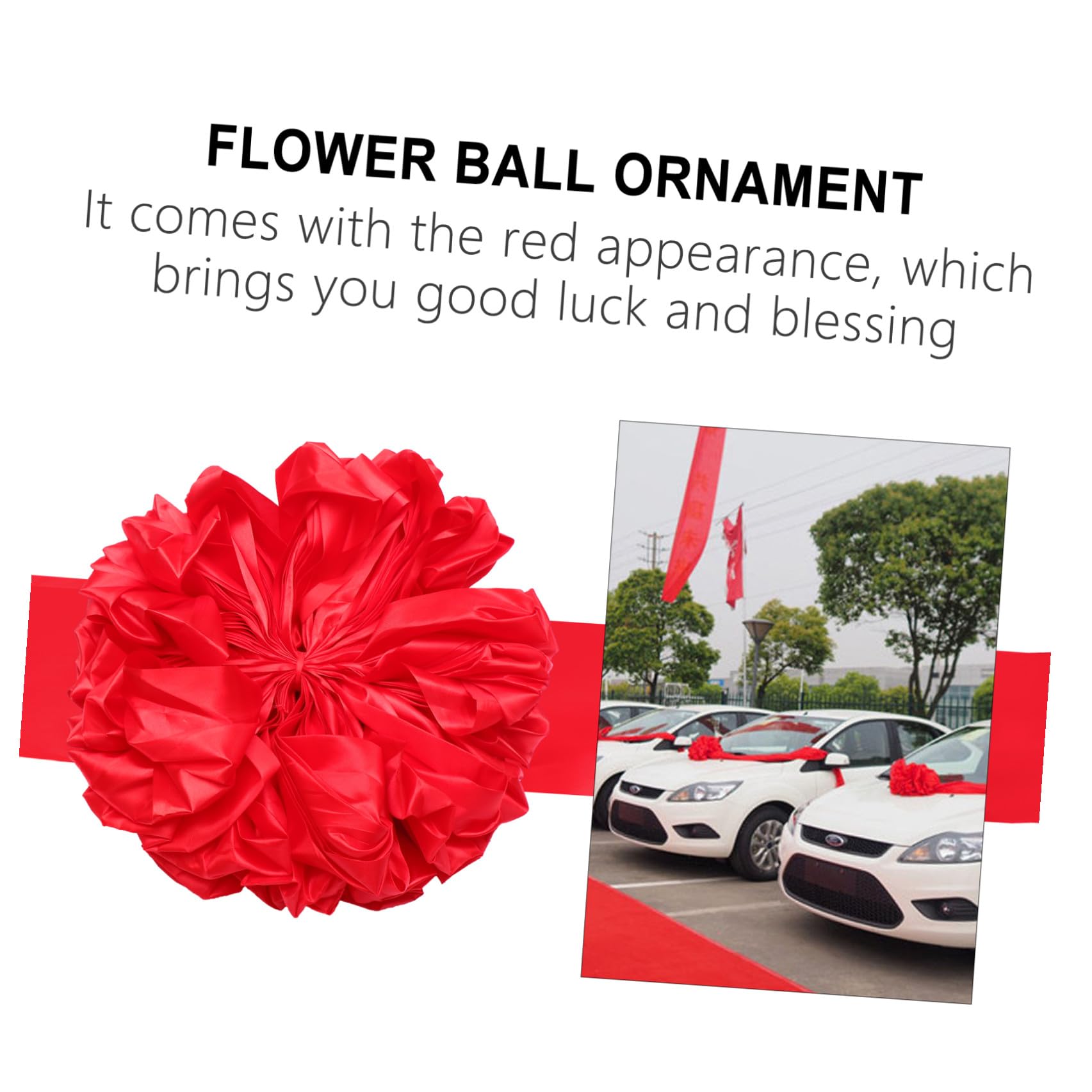 PRETYZOOM 2 STK Hochzeit Auto Dekoration Blumenstrauß Deko-Requisite Für Hochzeitsautos Blumenkugel Für Alles Zum Geburtstag Auto Bogen Blumenball-Requisite Ornament Rot Seidenmaterial