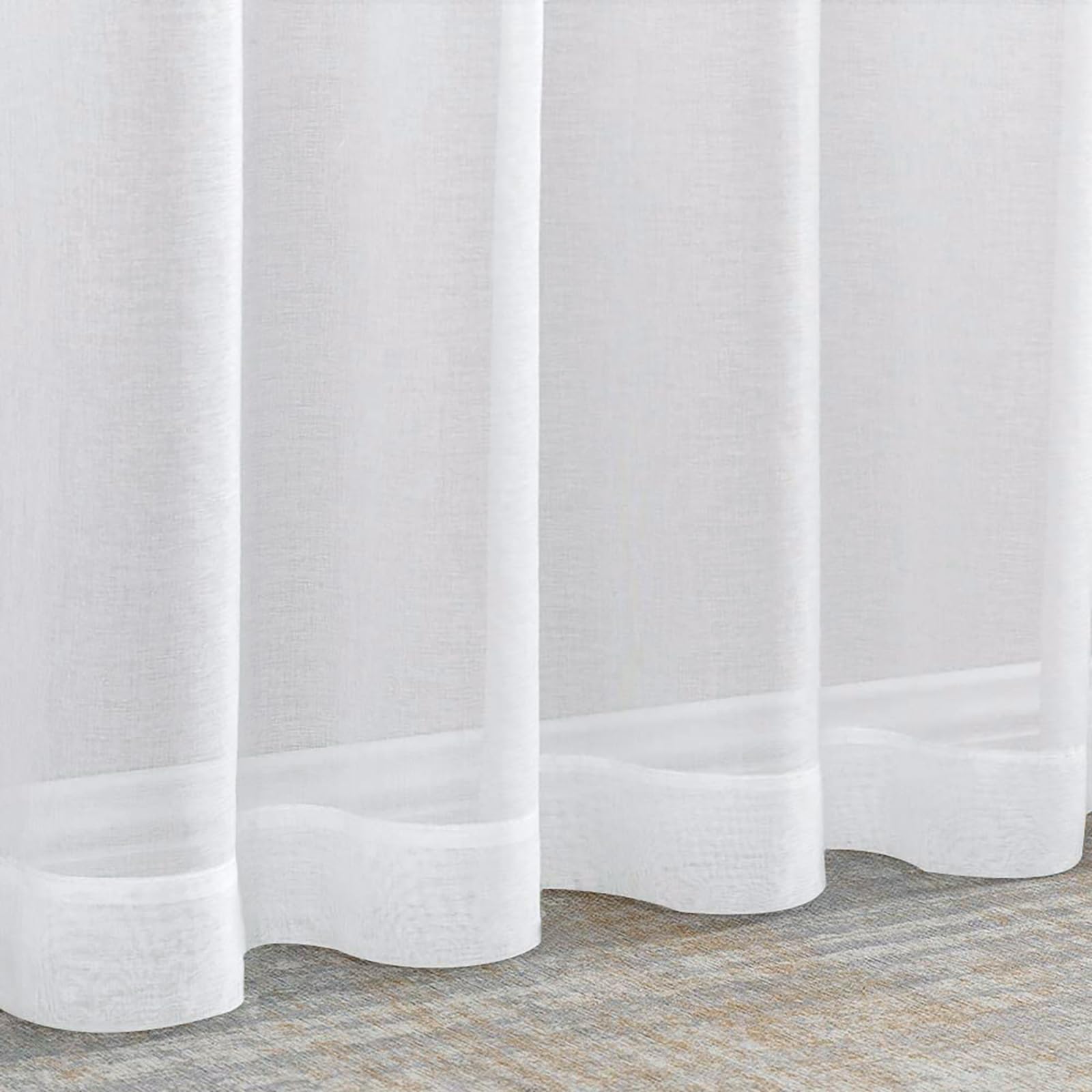 TOPICK Sheer - Tende in voile, con foglie, ricamate, trasparenti, a foglia di garza, per soggiorno, camera da letto, 140 x 225 cm, set da 2 pezzi