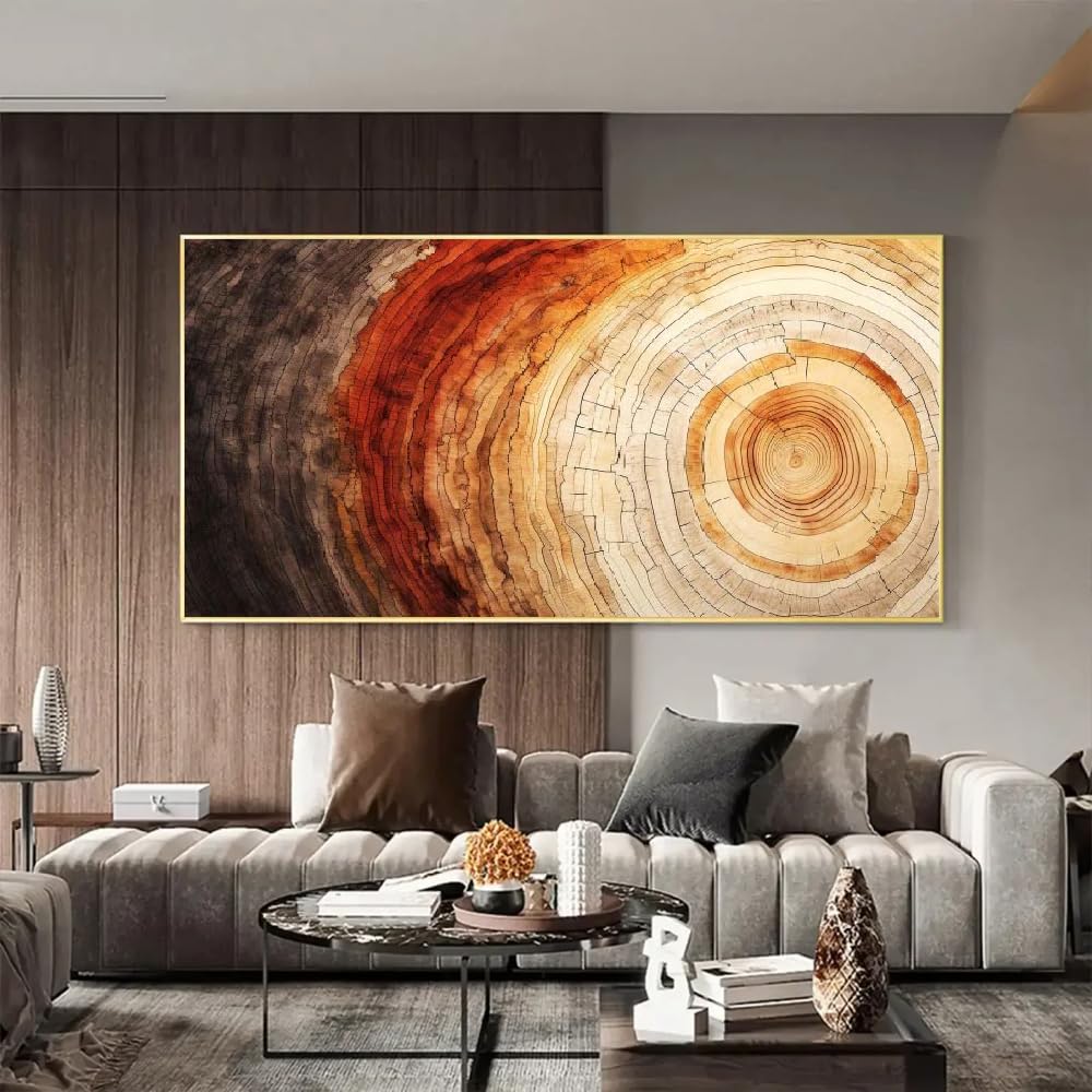 18meng Art Abstrakt Bild auf Leinwand 200x100 cm Groß XXL Wohnzimmer Schlafzimmer Wand Deko Leinwand Bilder Modern Beige Braun Kunstdruck Poster Wanddeko Bilder Ohne Rahmen