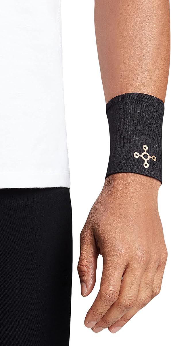 Tommie Copper Core Compression Wrist Sleeve, Unisex, Men & Women, Sweat Wicking Breathable Wrist Sleeve for Muscle, Tendon & Joint Support - Black - X-Large