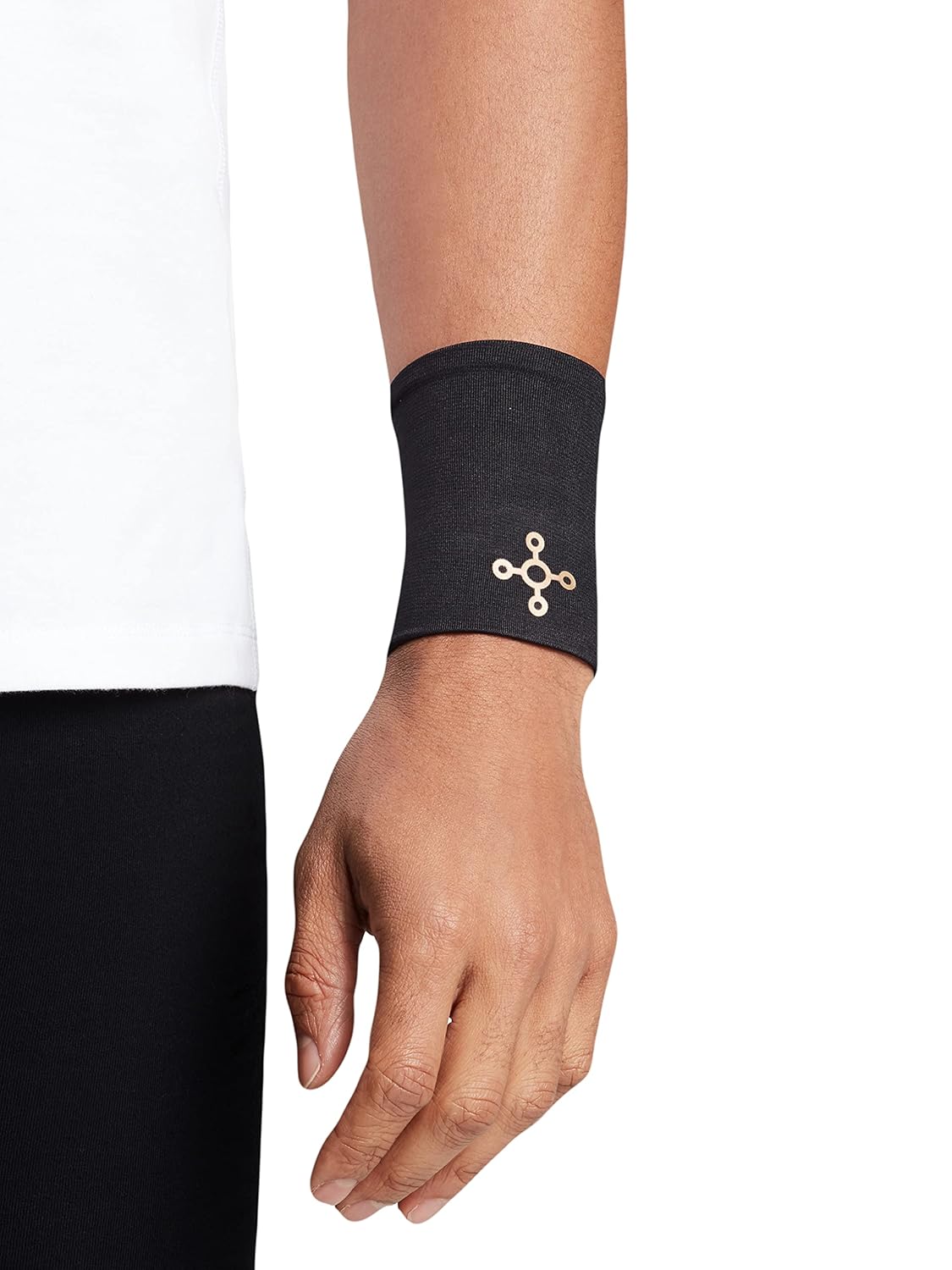 Tommie Copper Core Compression Wrist Sleeve, Unisex, Men & Women, Sweat Wicking Breathable Wrist Sleeve for Muscle, Tendon & Joint Support - Black - Small