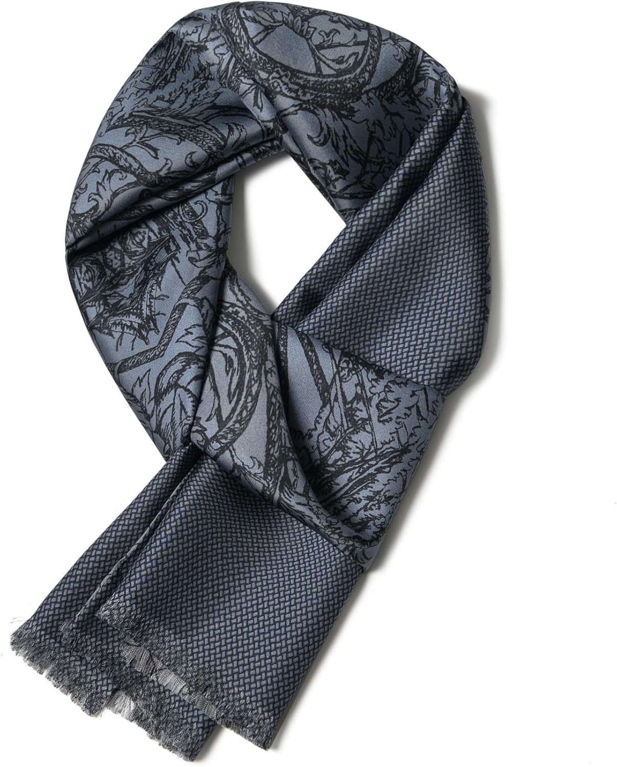 SHIROUYU Men's Silk Twill Scarf - 100% Mulberry Silk, Luxurious & Silky Soft, Extra Long for Warmth (Gift Packaged)
